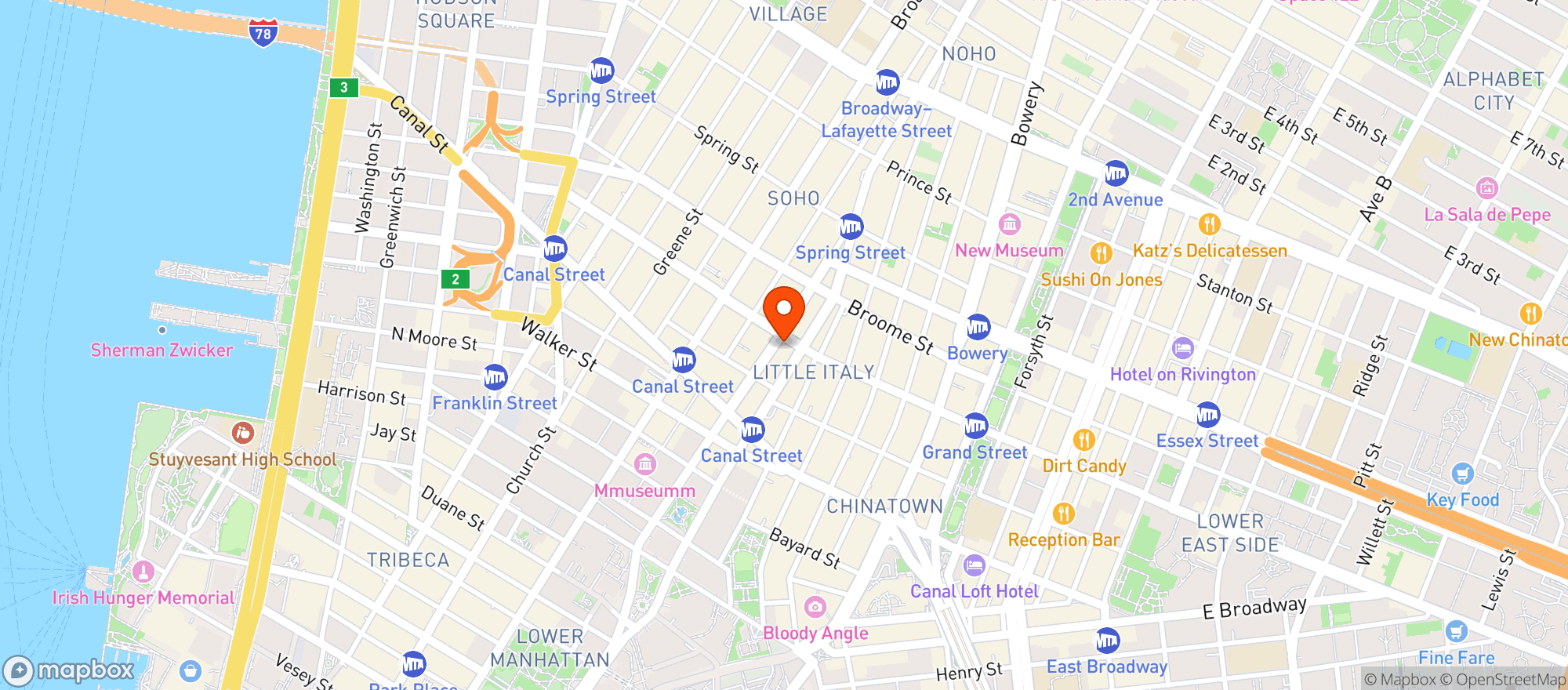 Map showing Grand Street Social