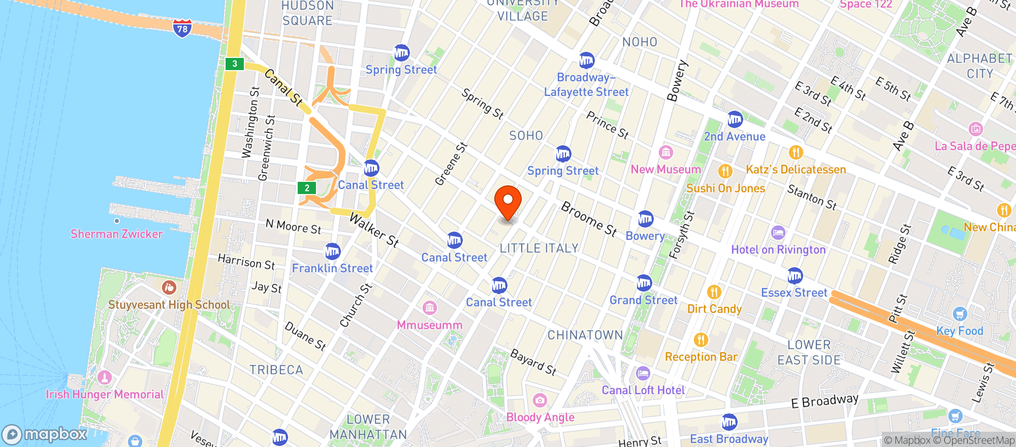 Map showing Soho Olive Branch Deli
