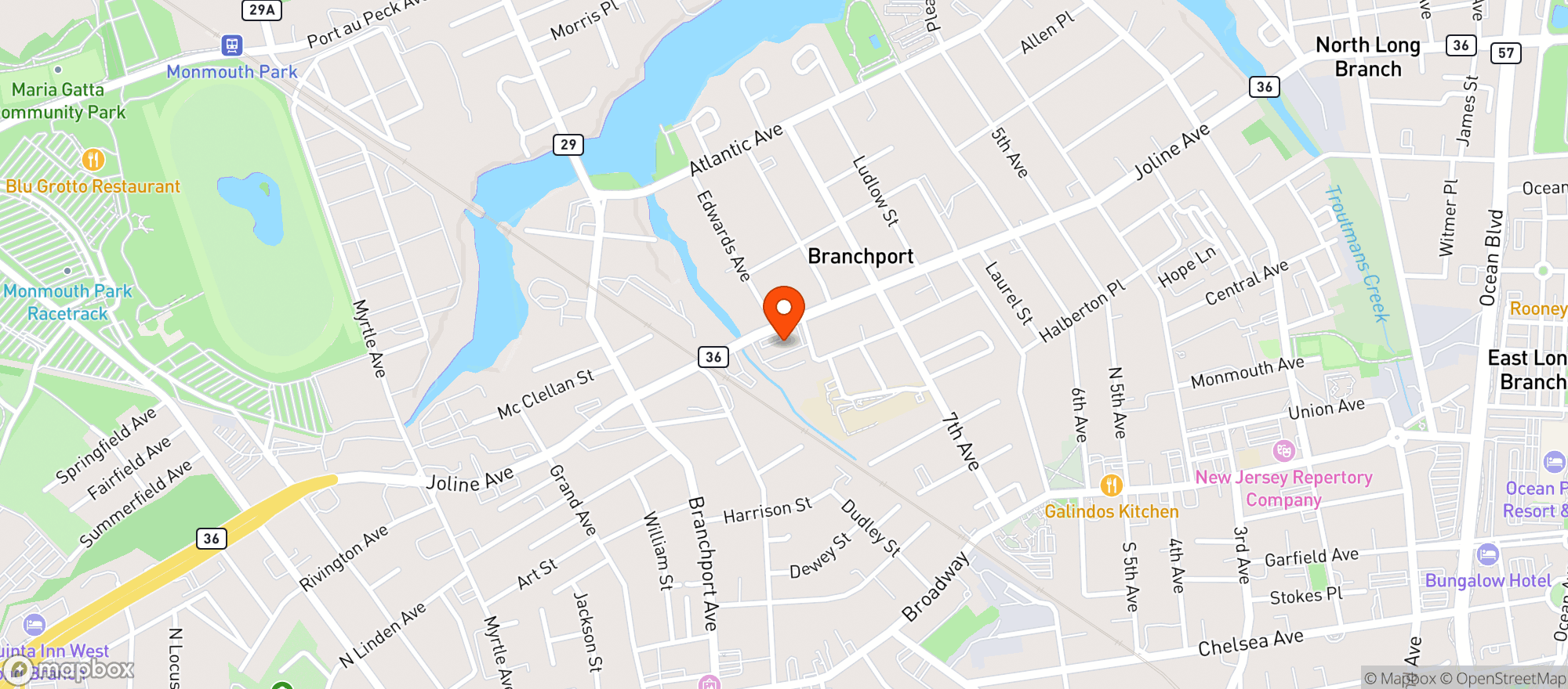 Map showing Suburban Bar & Liquor