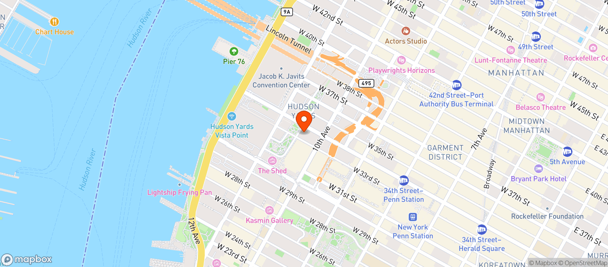 Map showing Locanda Verde Hudson Yards
