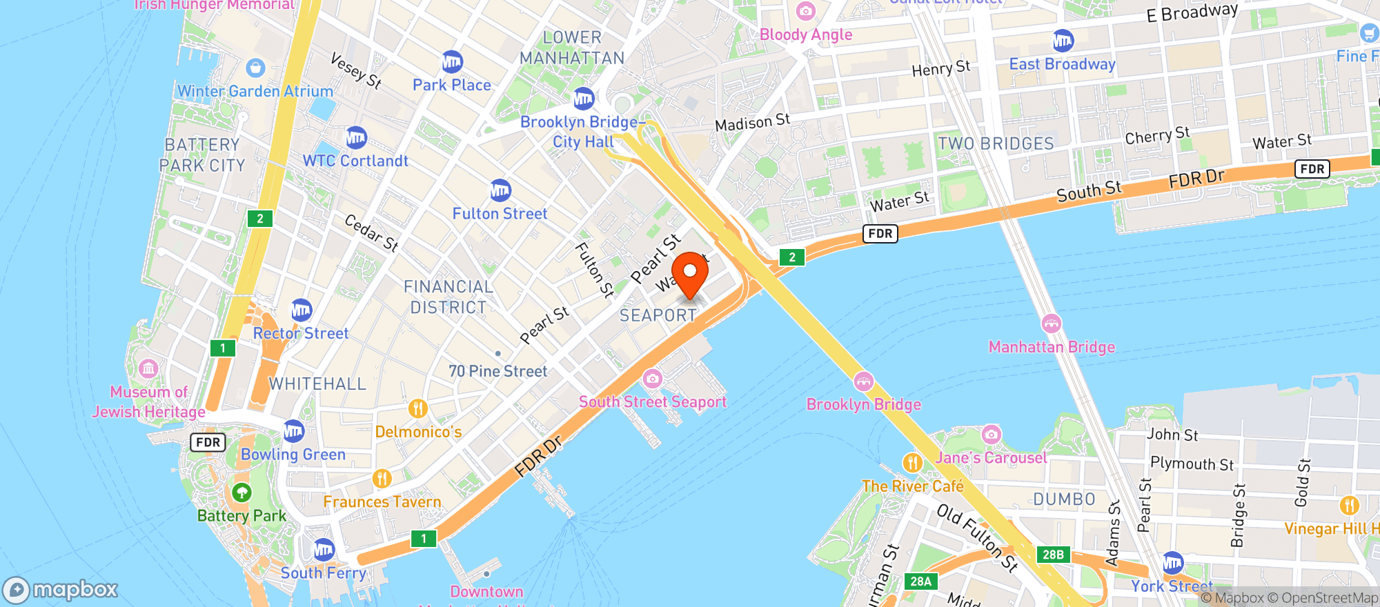 Map showing Peck Slip Social
