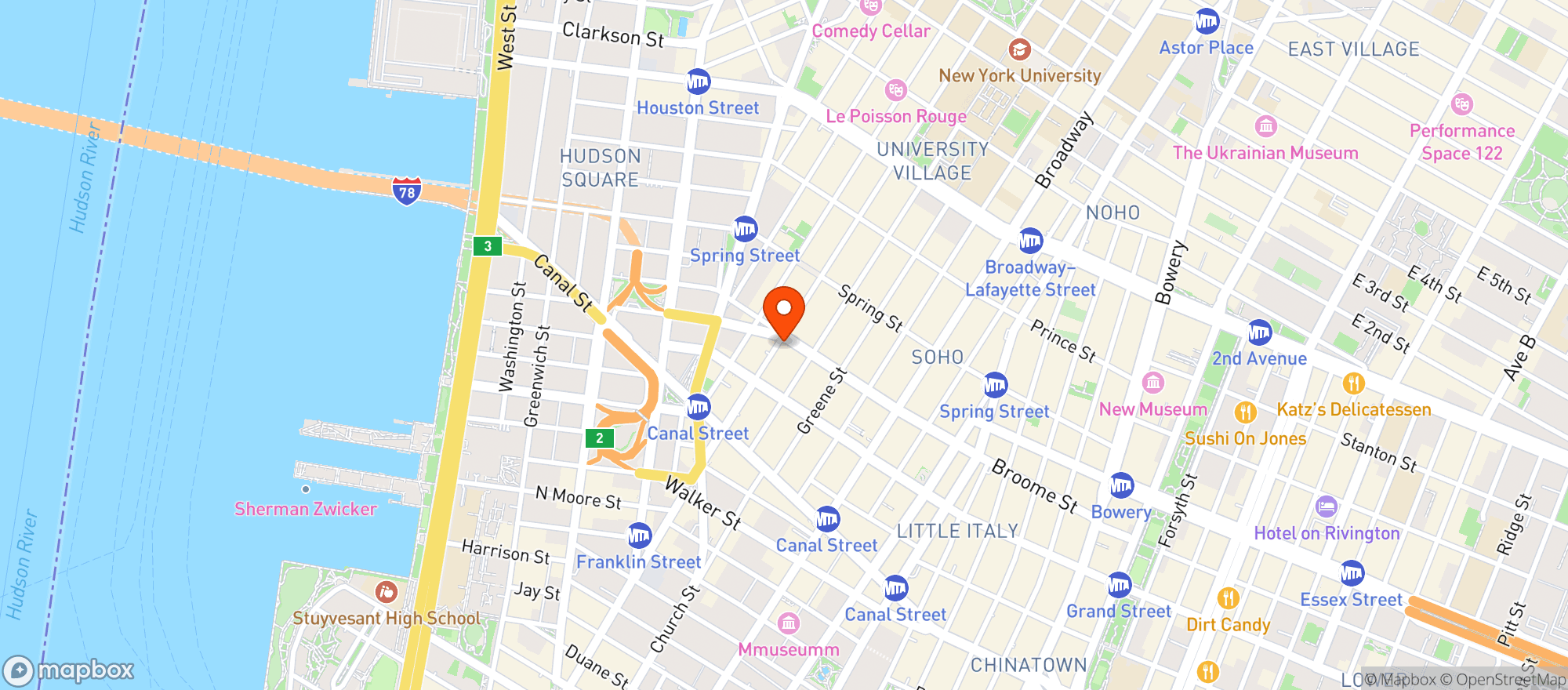 Map showing Broome Street Bar