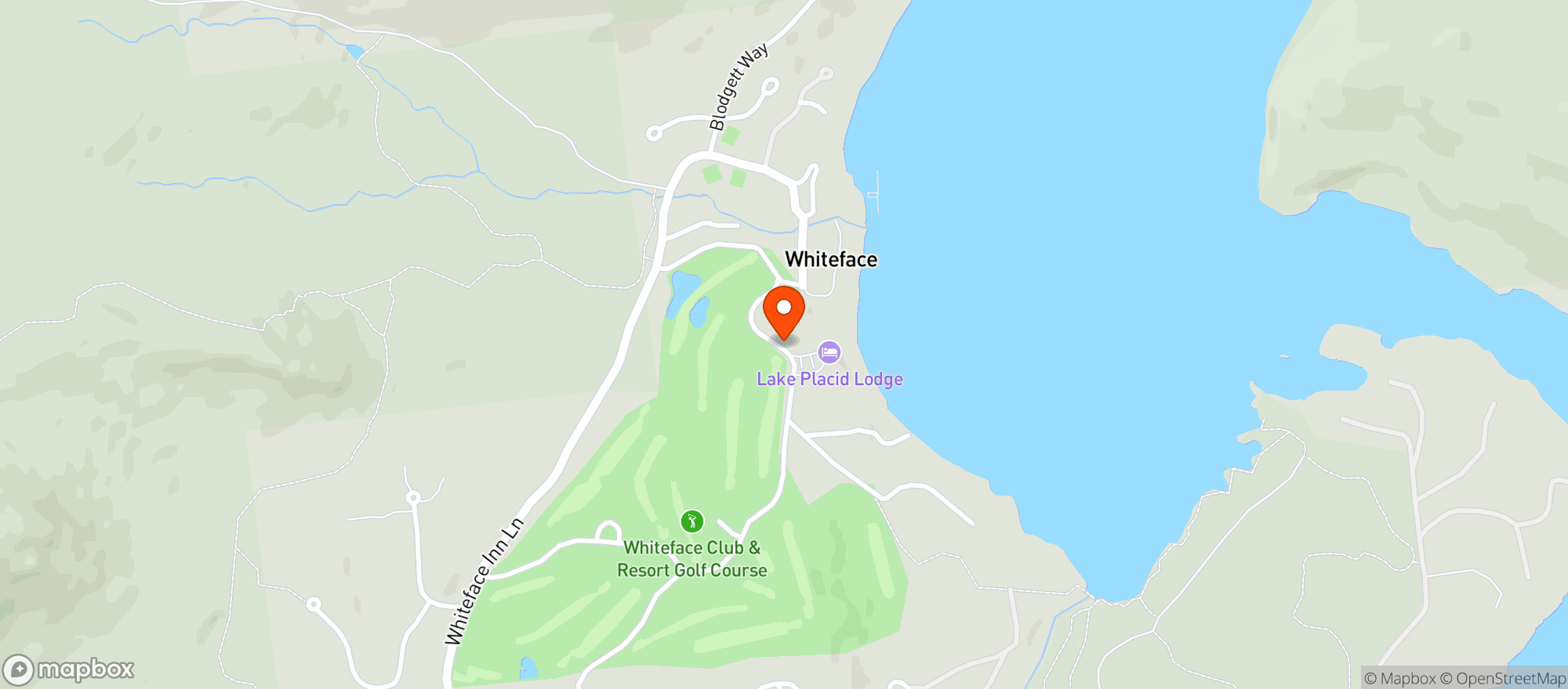 Map showing Lake Placid Lodge
