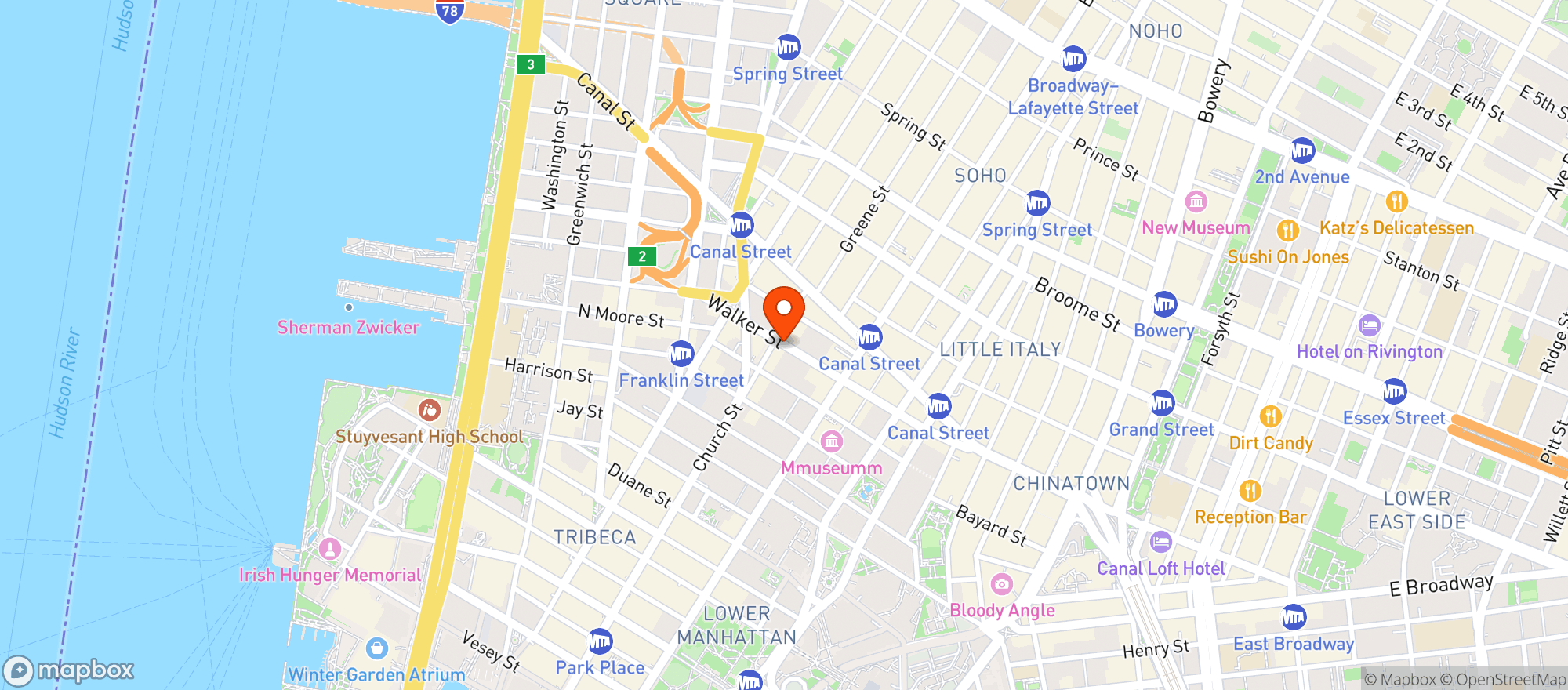 Map showing Roxy Hotel