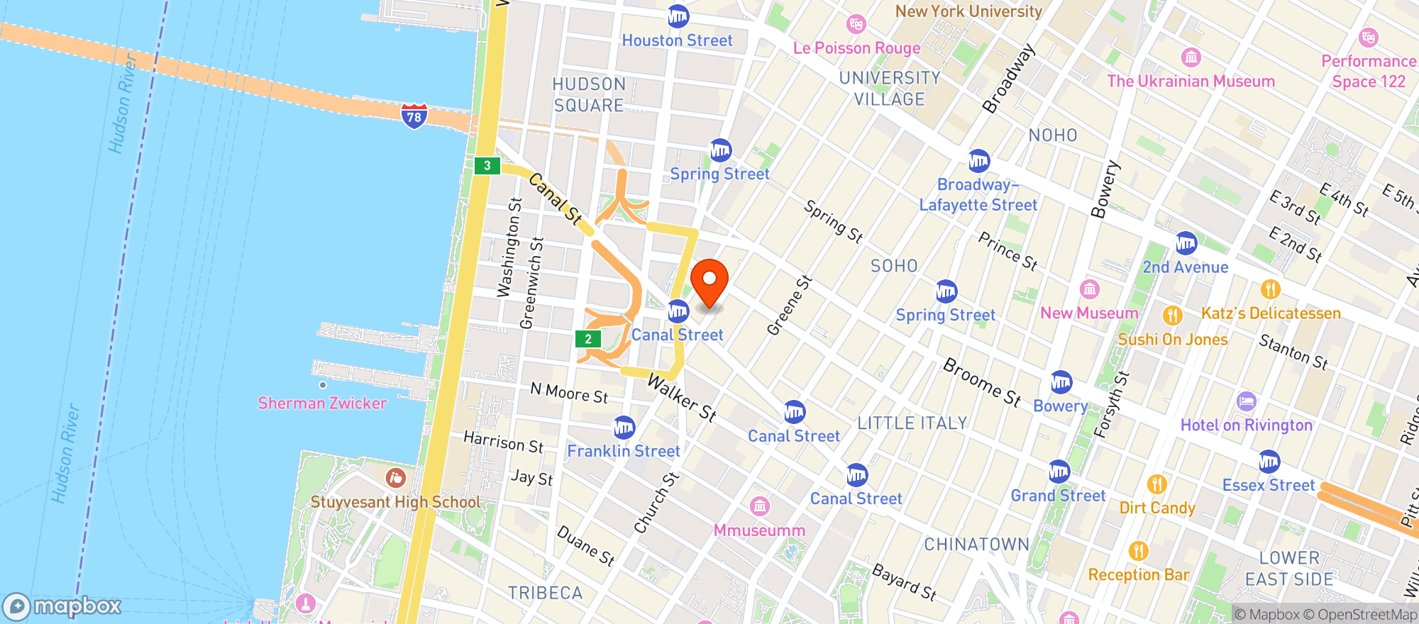 Map showing Soho Diner
