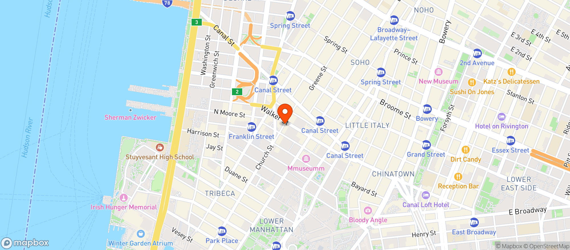 Map showing Anejo Tribeca