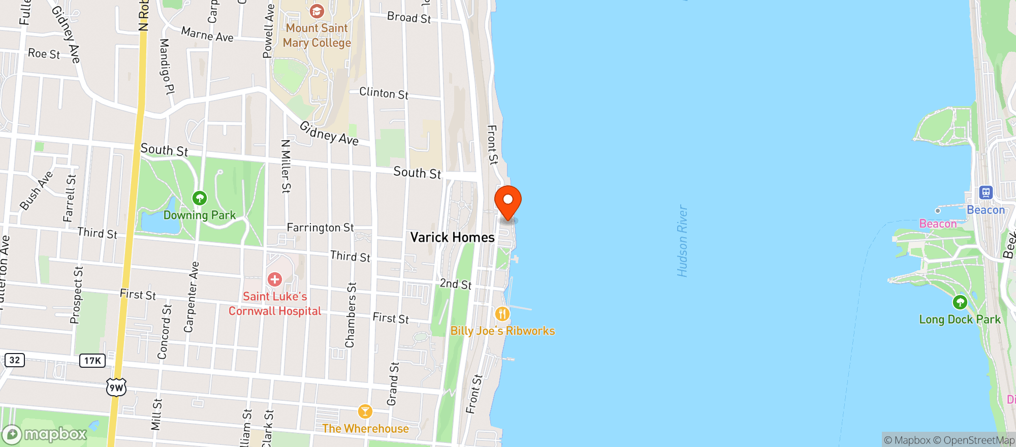 Map showing Blu Pointe Restaurant