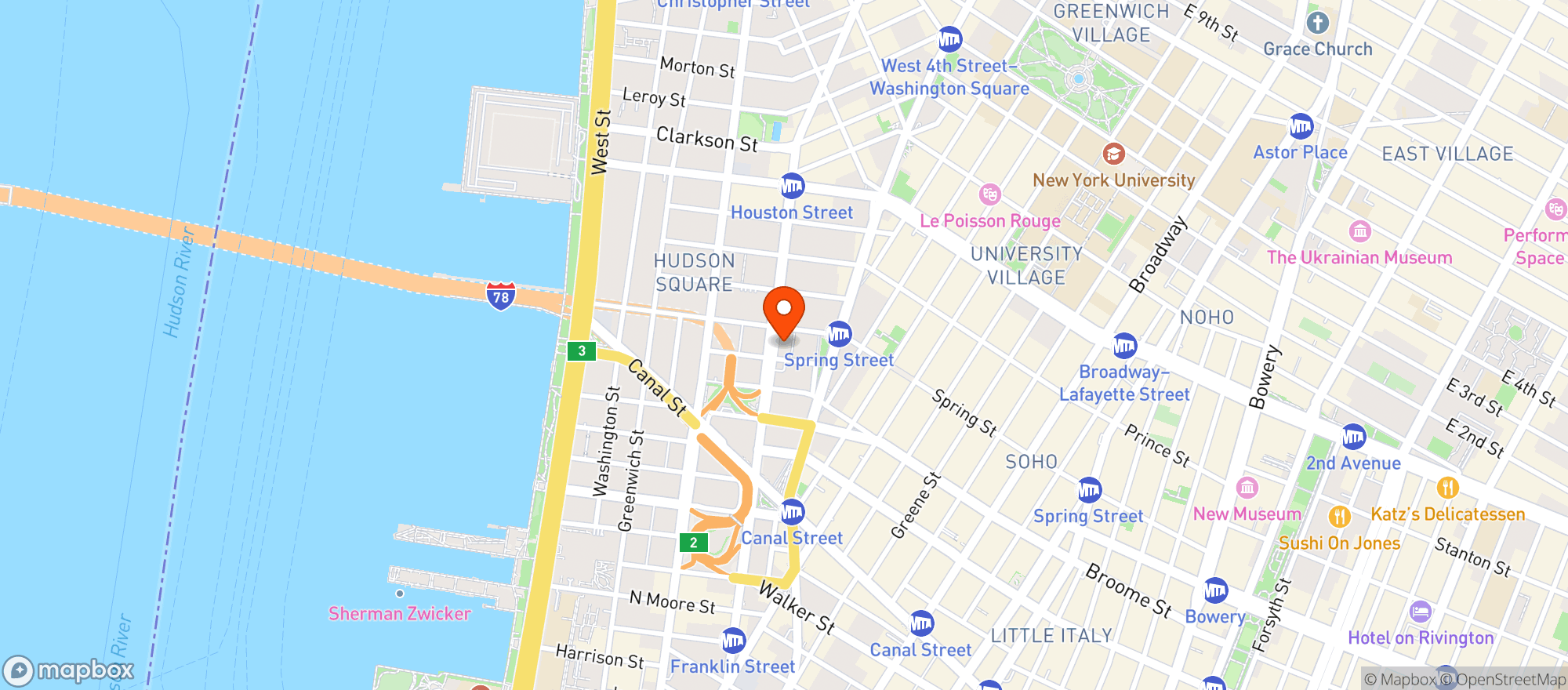 Map showing Dominick Hotel