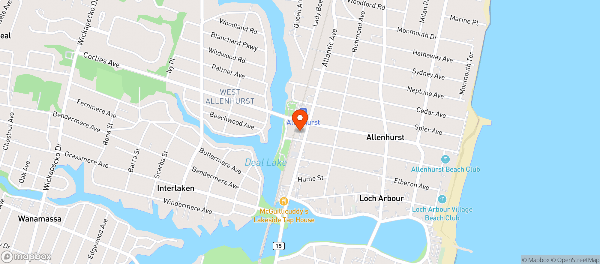 Map showing Allenhurst Wine & Spirits