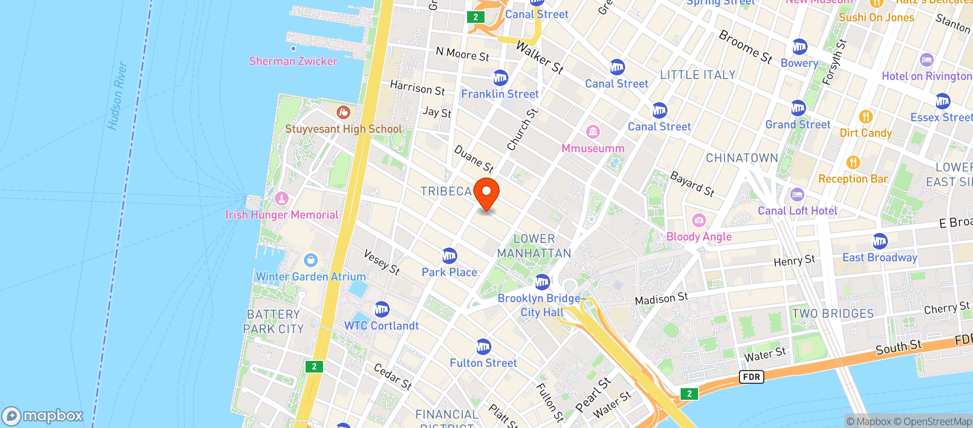 Map showing Chambers Restaurant