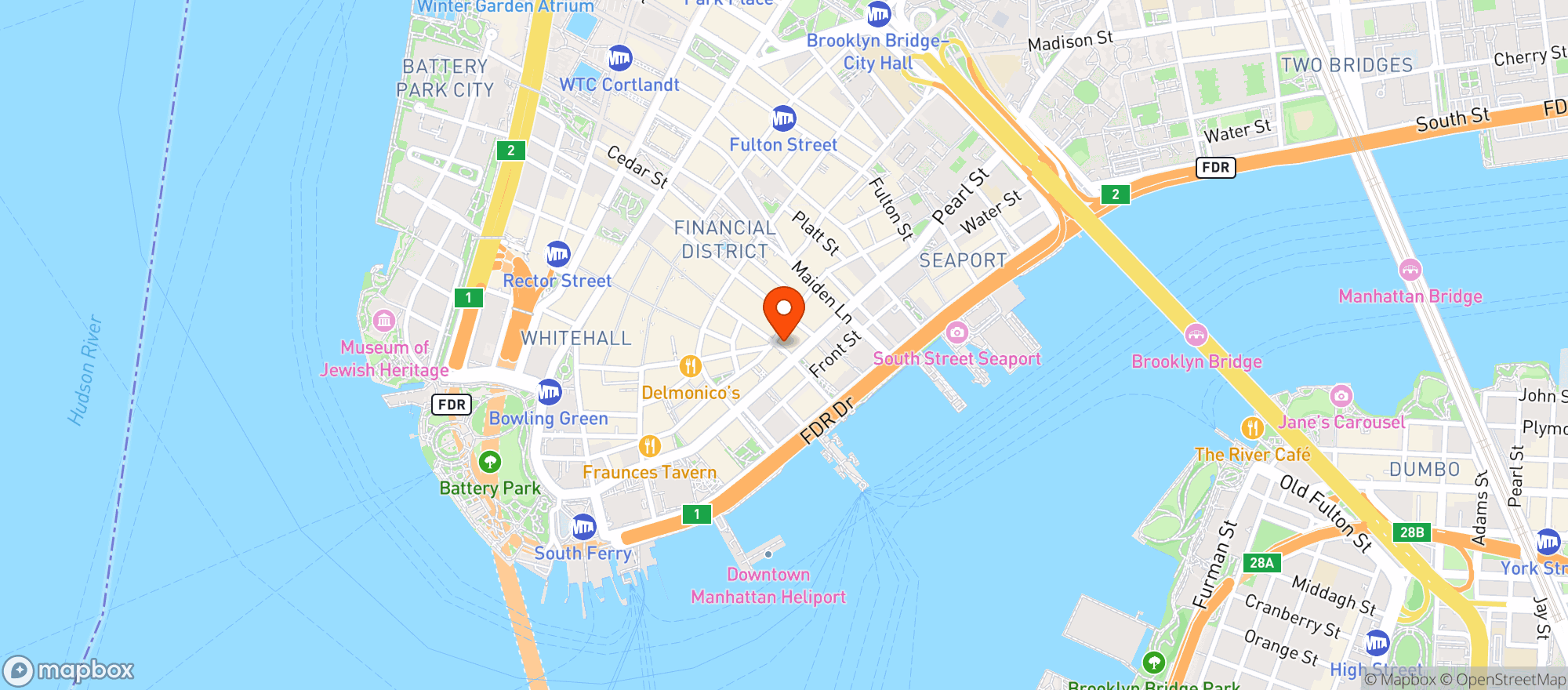 Map showing The Wall Street Hotel