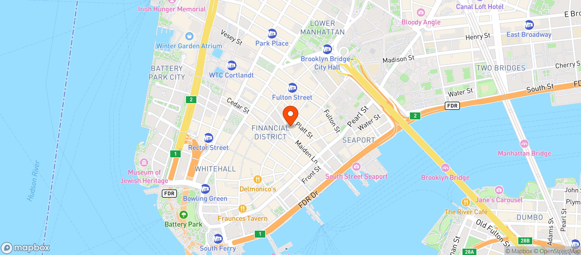 Map showing Blue Ribbon Sushi Bar & Grill