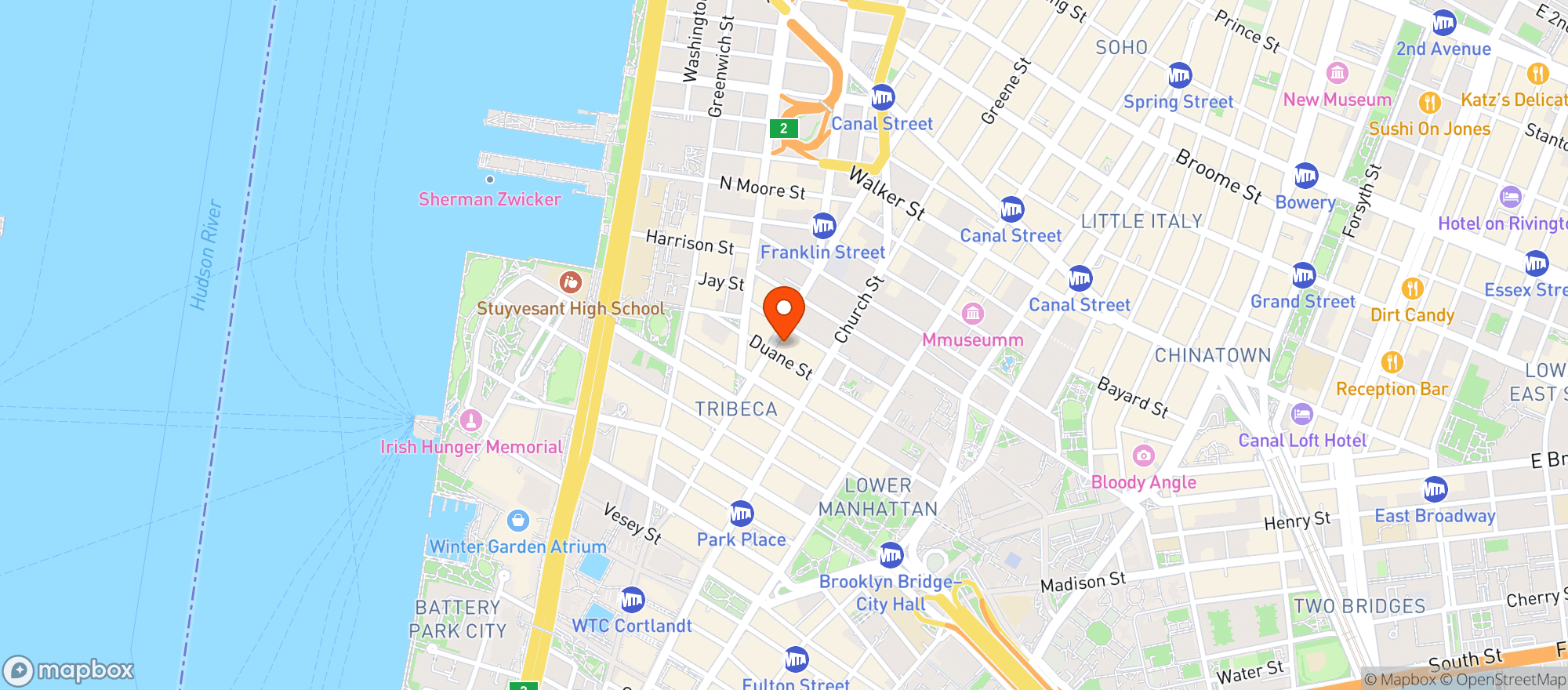 Map showing Tiny's