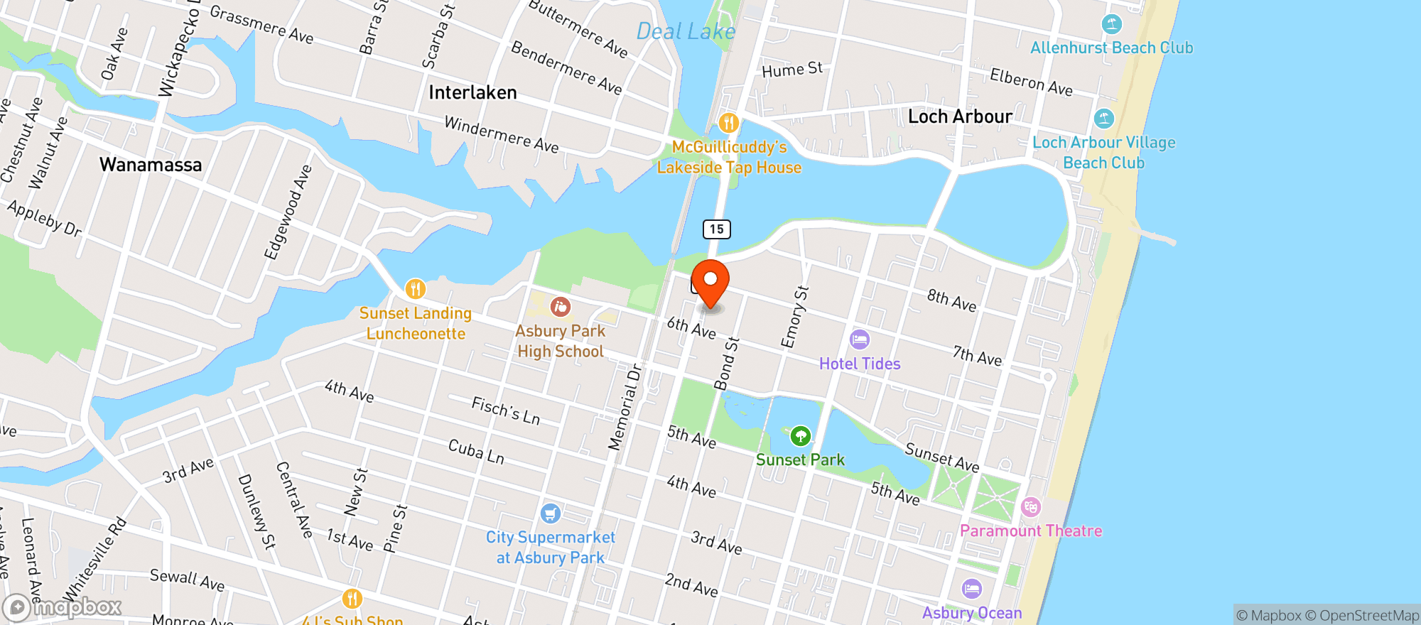 Map showing MACK ON THE MAIN