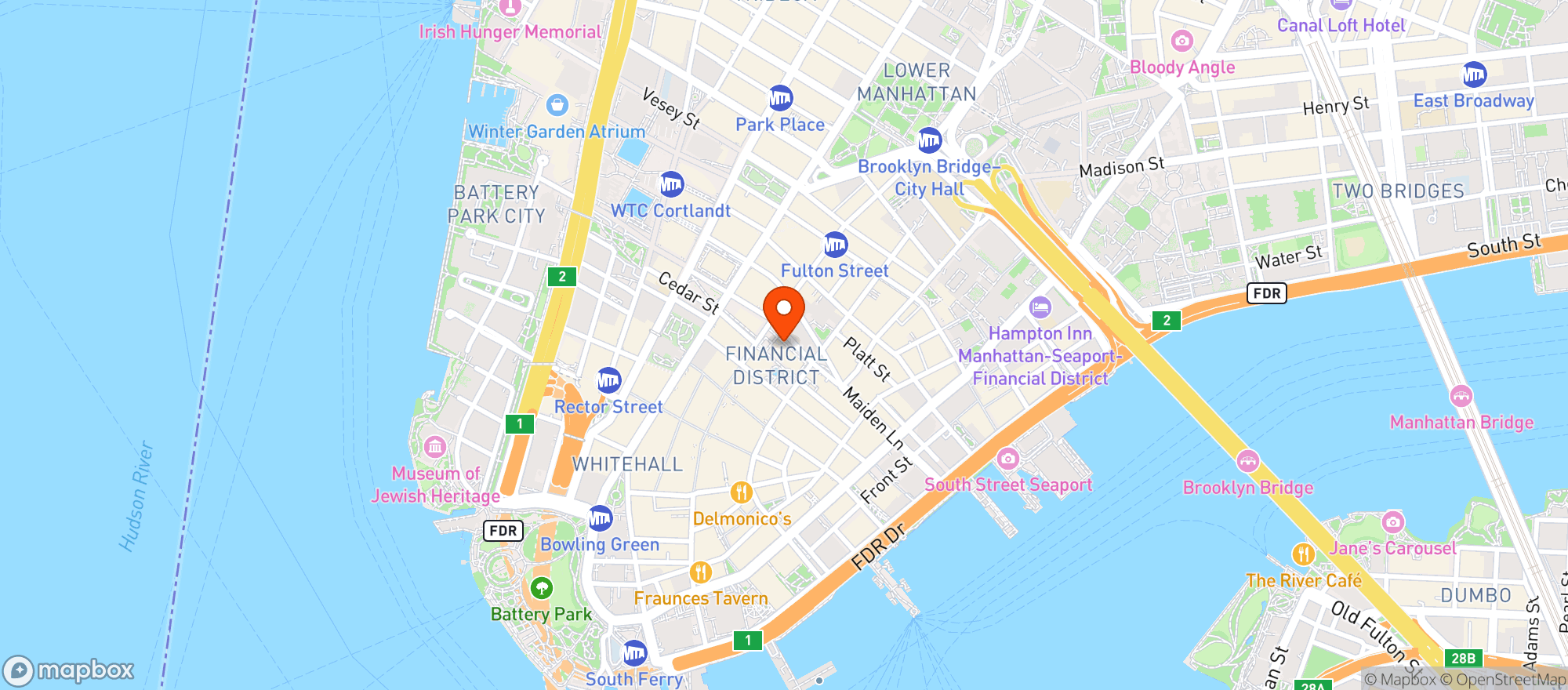 Map showing Manhatta/bay Room