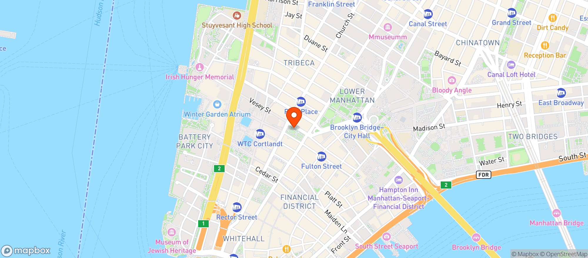Map showing Oculus Beer Garden