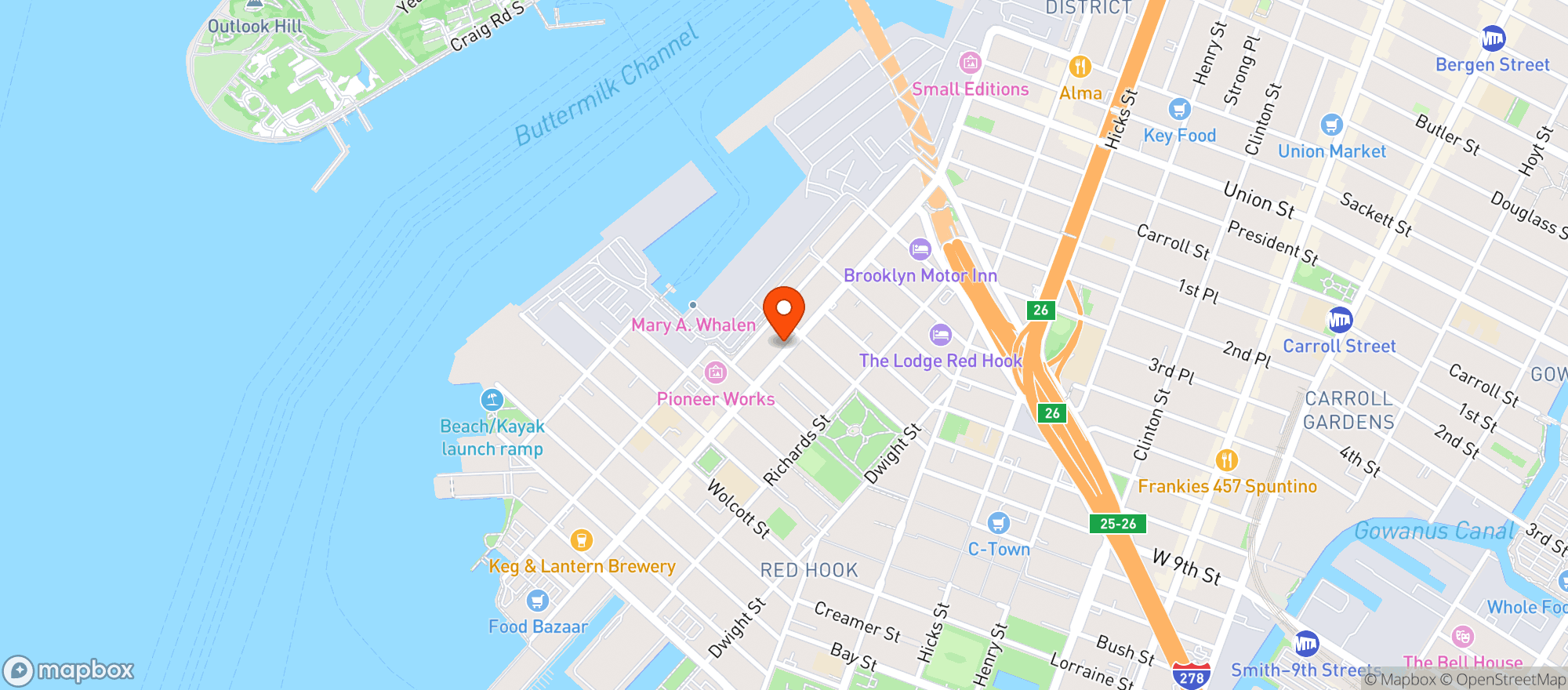 Map showing Red Hook Lobster Pound