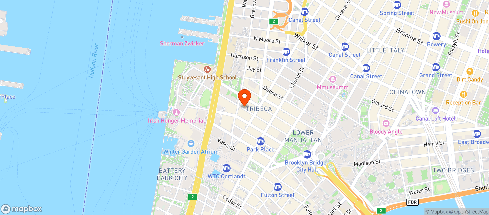 Map showing Warren Street Hotel