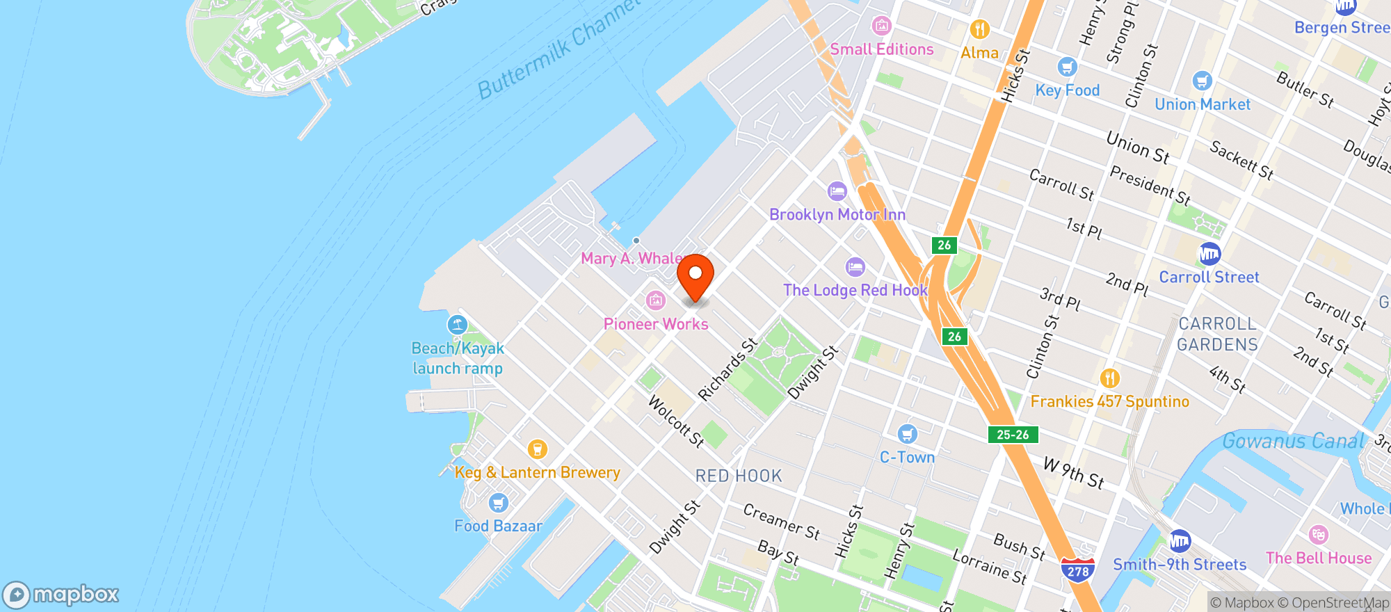 Map showing Brooklyn Ice House