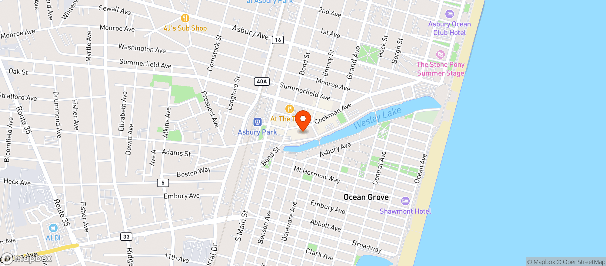 Map showing ASBURY PARK BREWING 