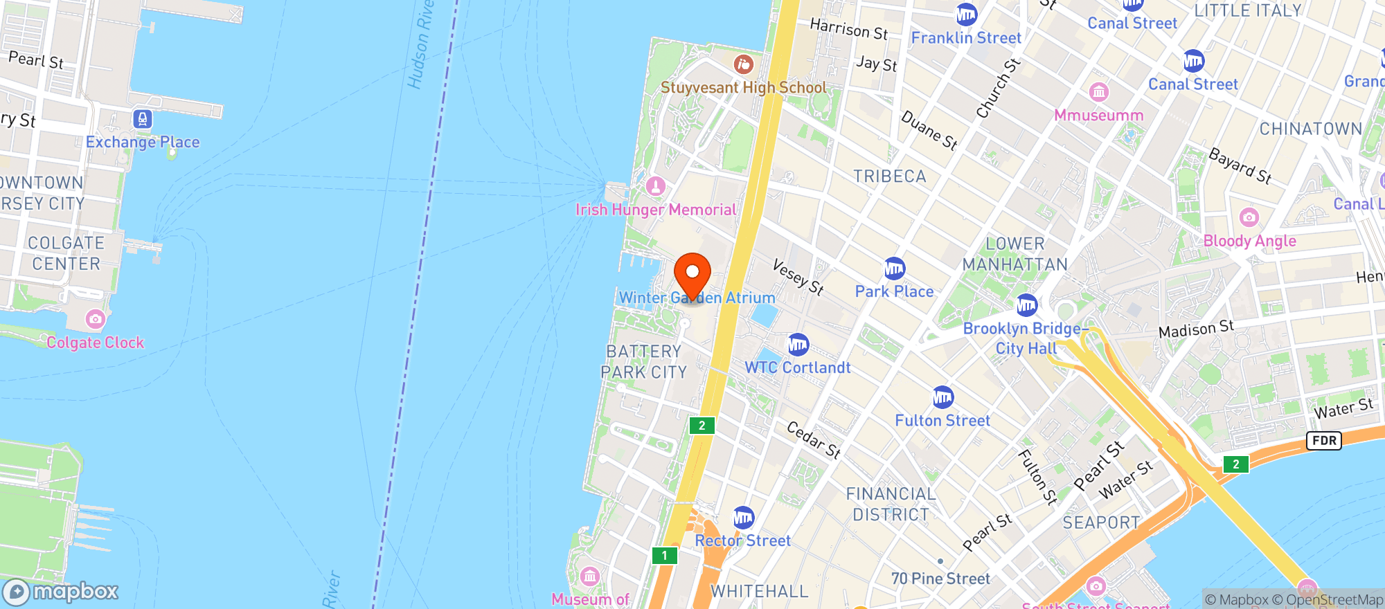 Map showing Convene Brookfield Place