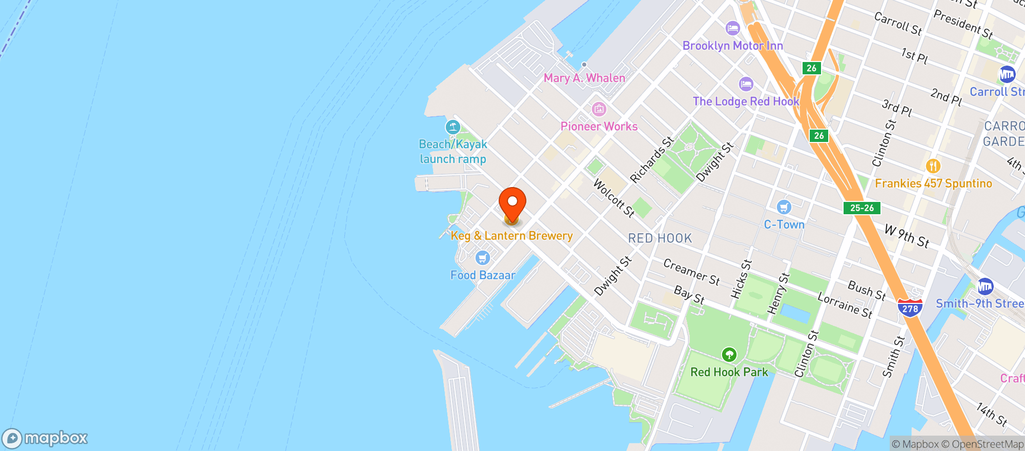 Map showing The Keg & Lantern Brewing Company