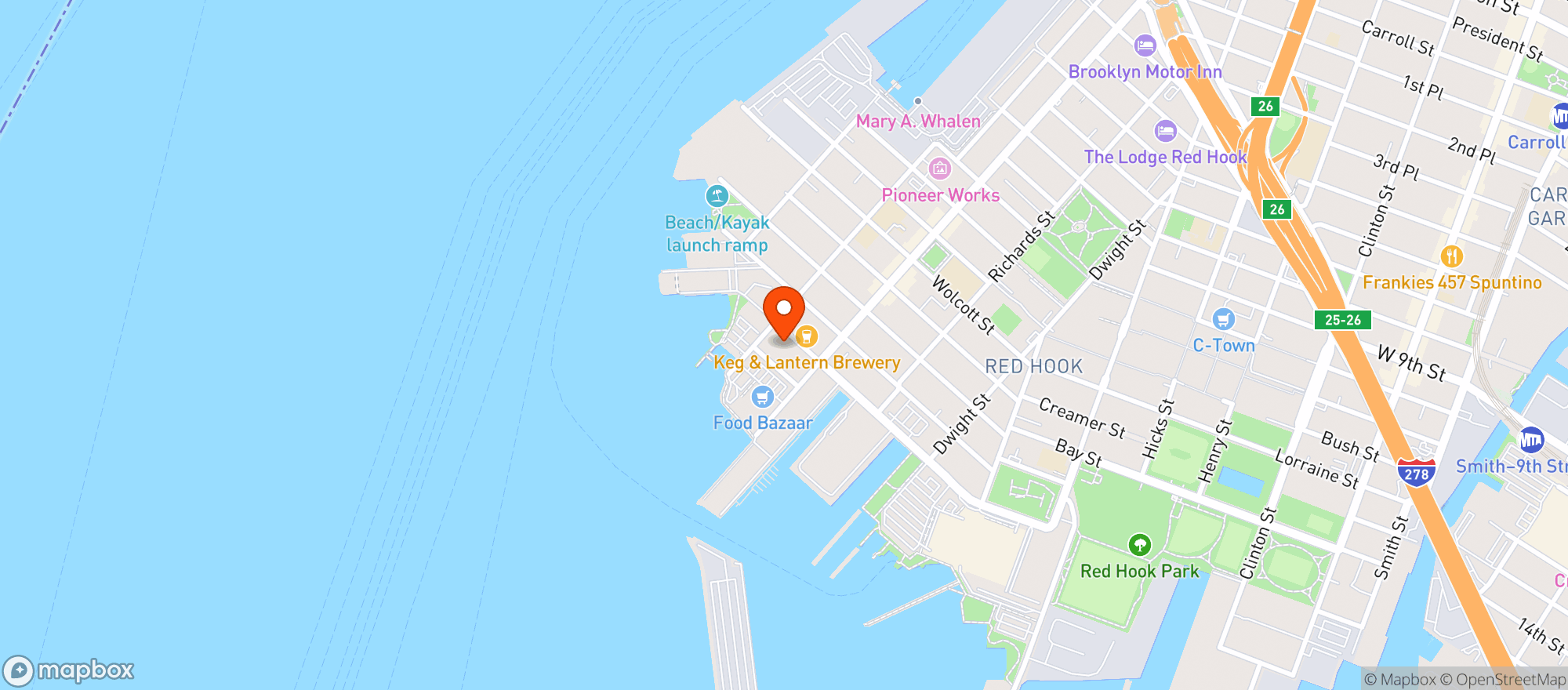 Map showing Brooklyn Crab