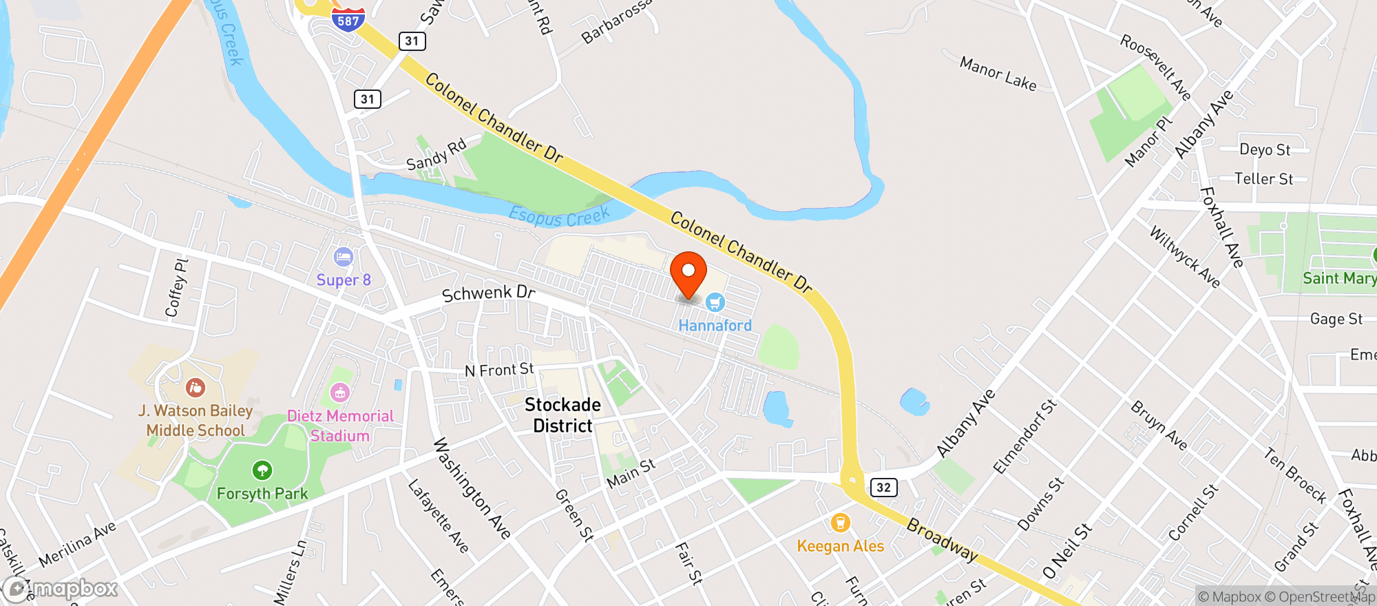 Map showing HANNAFORD