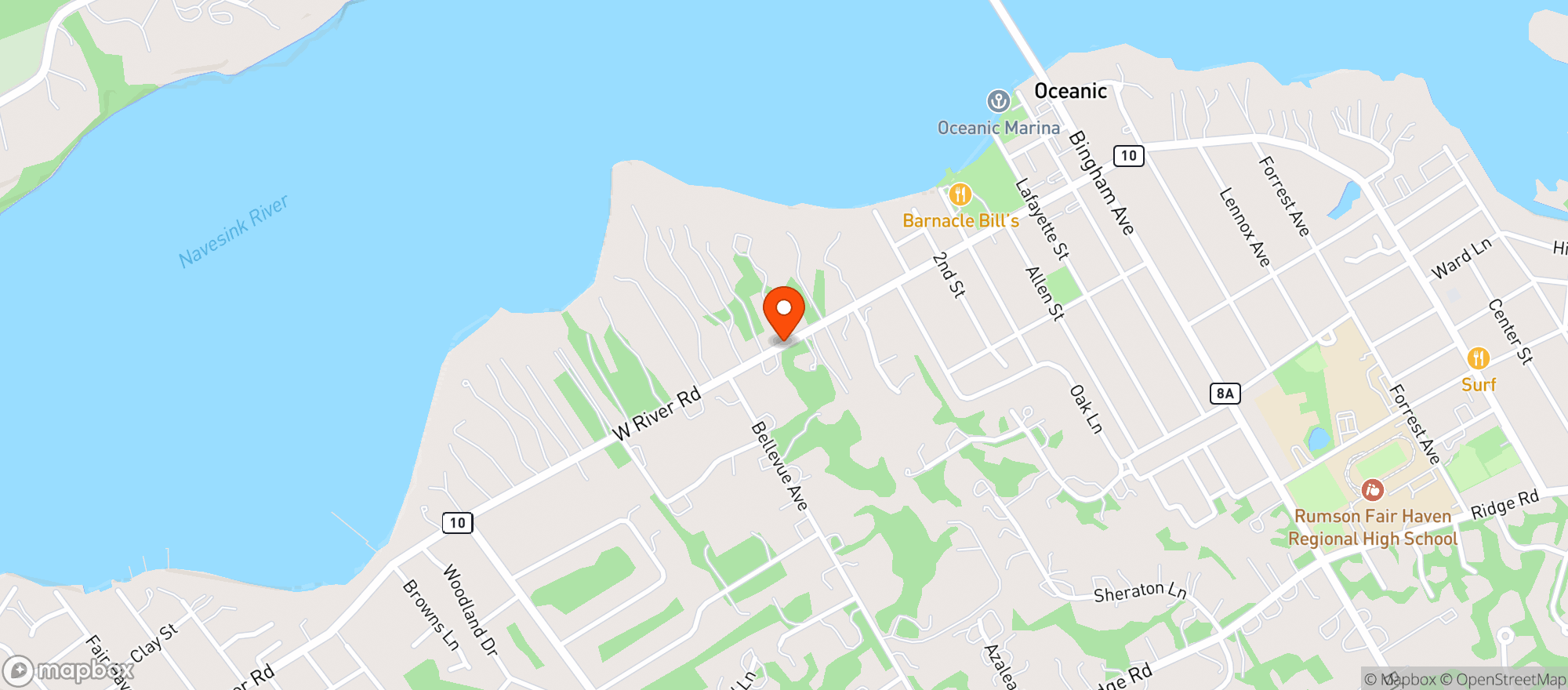 Map showing Rumson Wine & Spirit Sh #m12