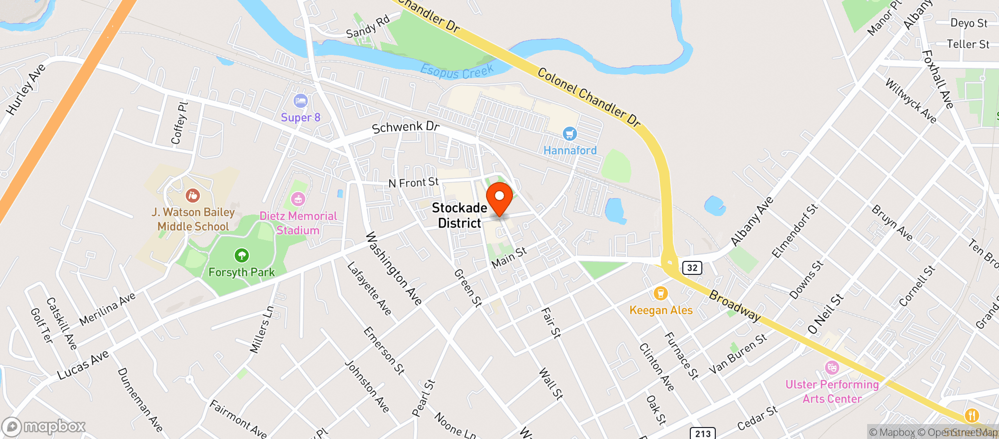 Map showing Hamilton & Adams