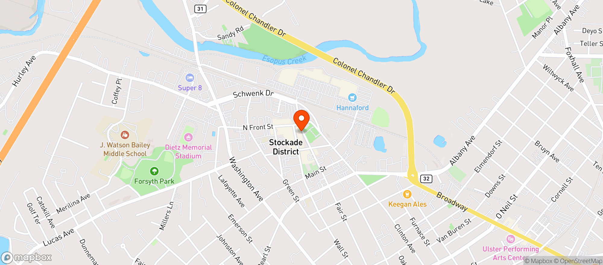 Map showing Stockade Tavern