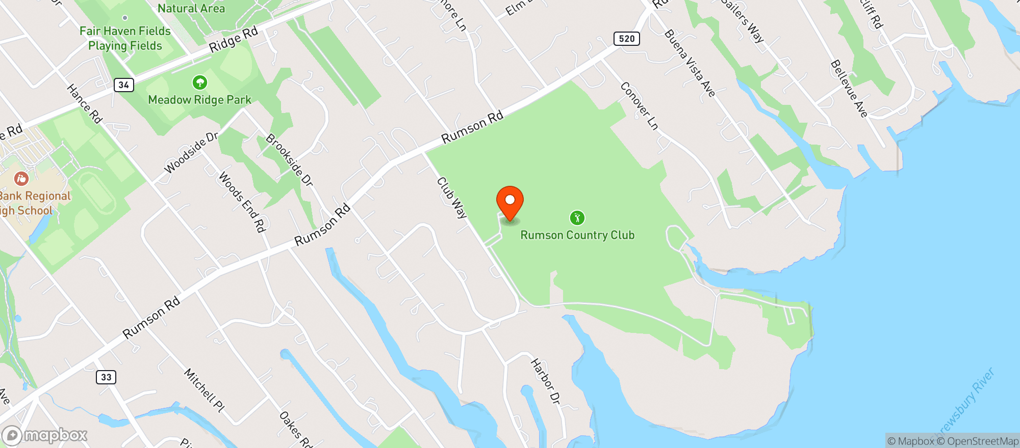 Map showing Rumson Country Club