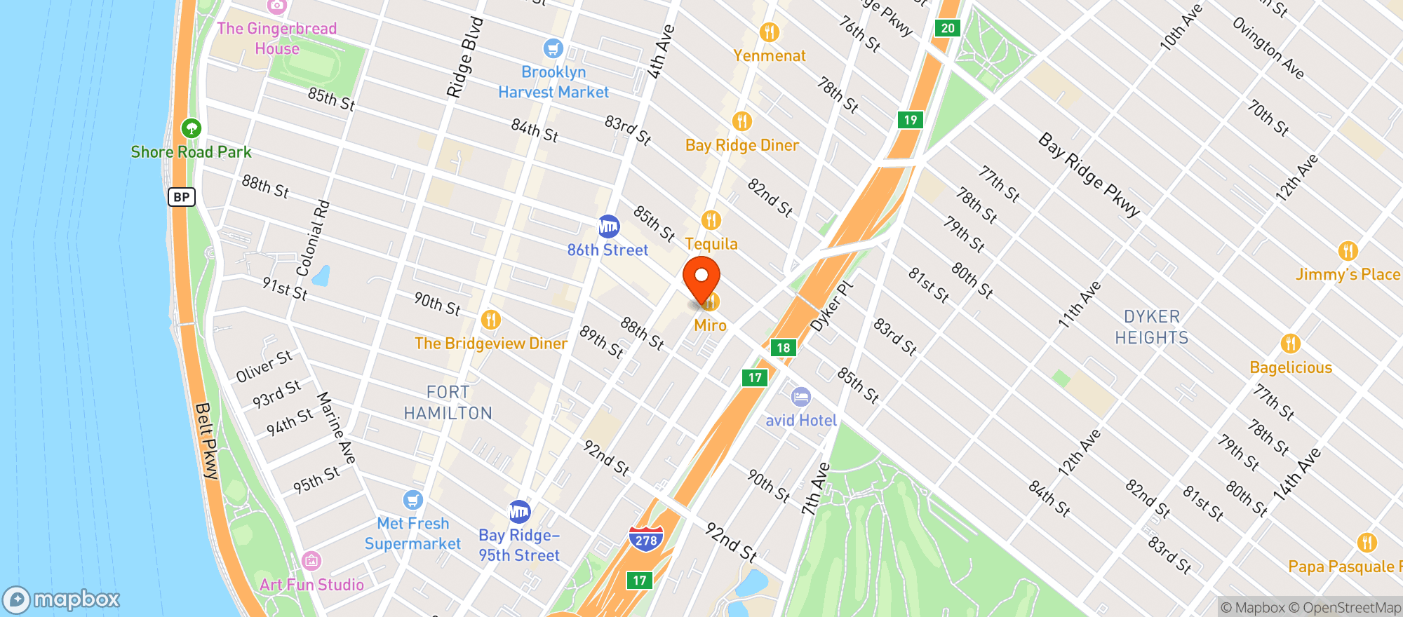 Map showing Gourmet Fresh 86th St