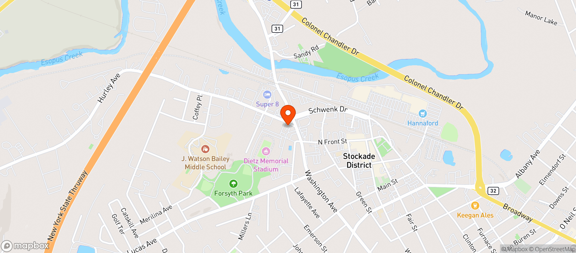 Map showing Black-Eyed Suzie's Upstate
