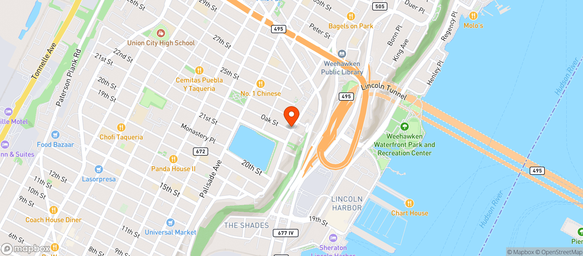 Map showing Oak Street Liquors