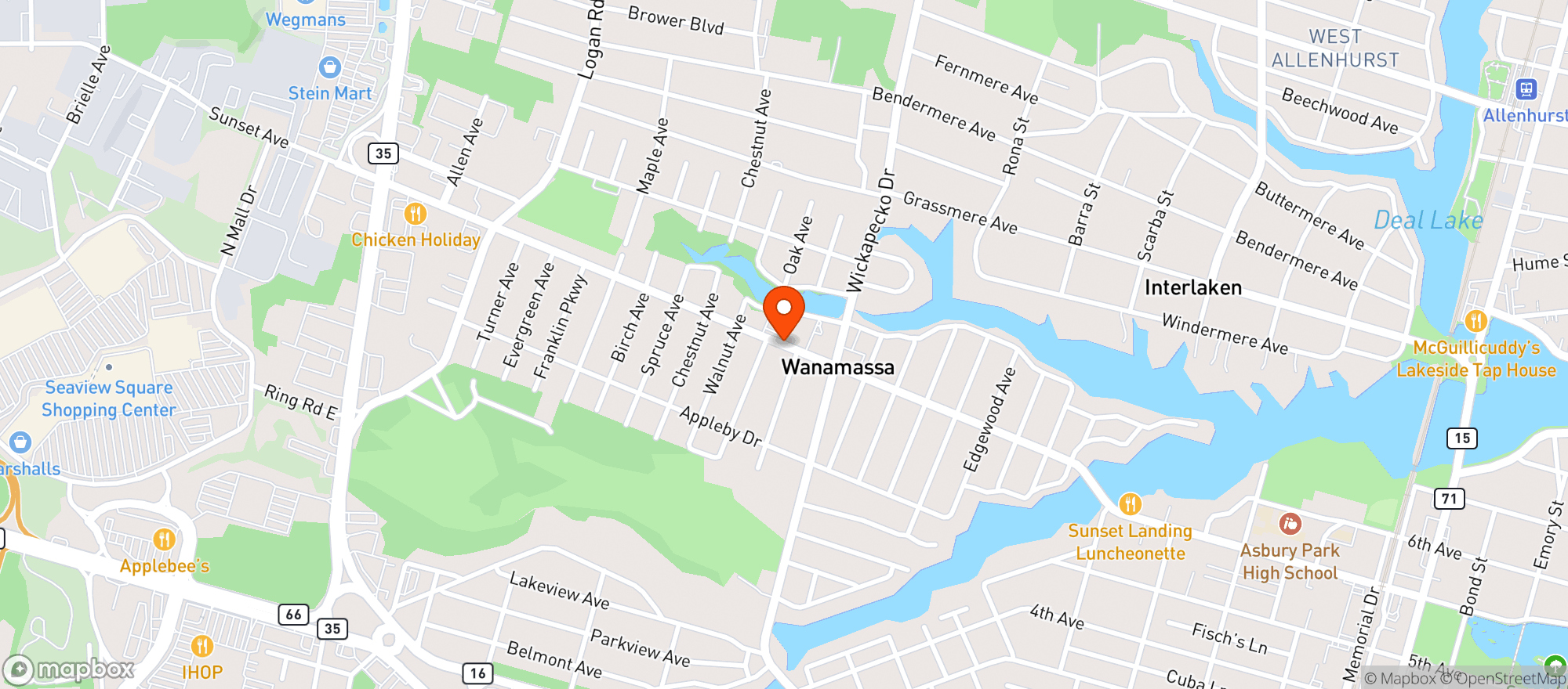 Map showing Wanamassa Liquors