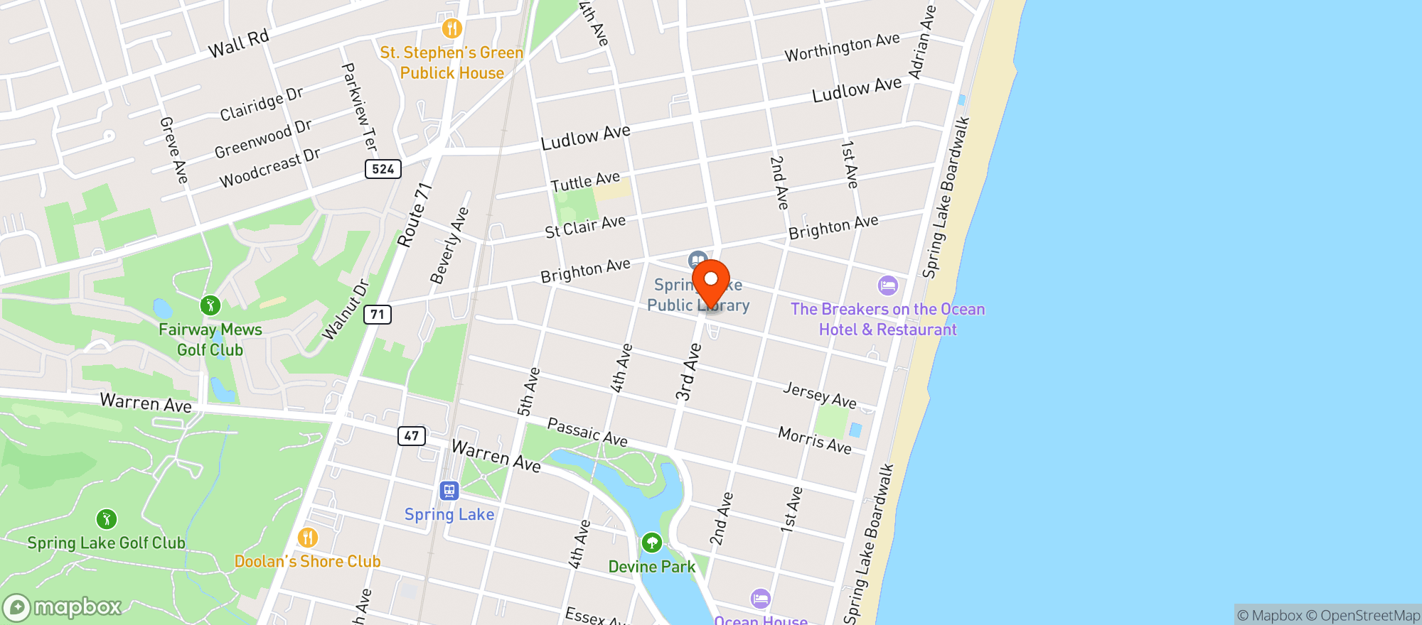 Map showing Spring Lake Bottle Shop