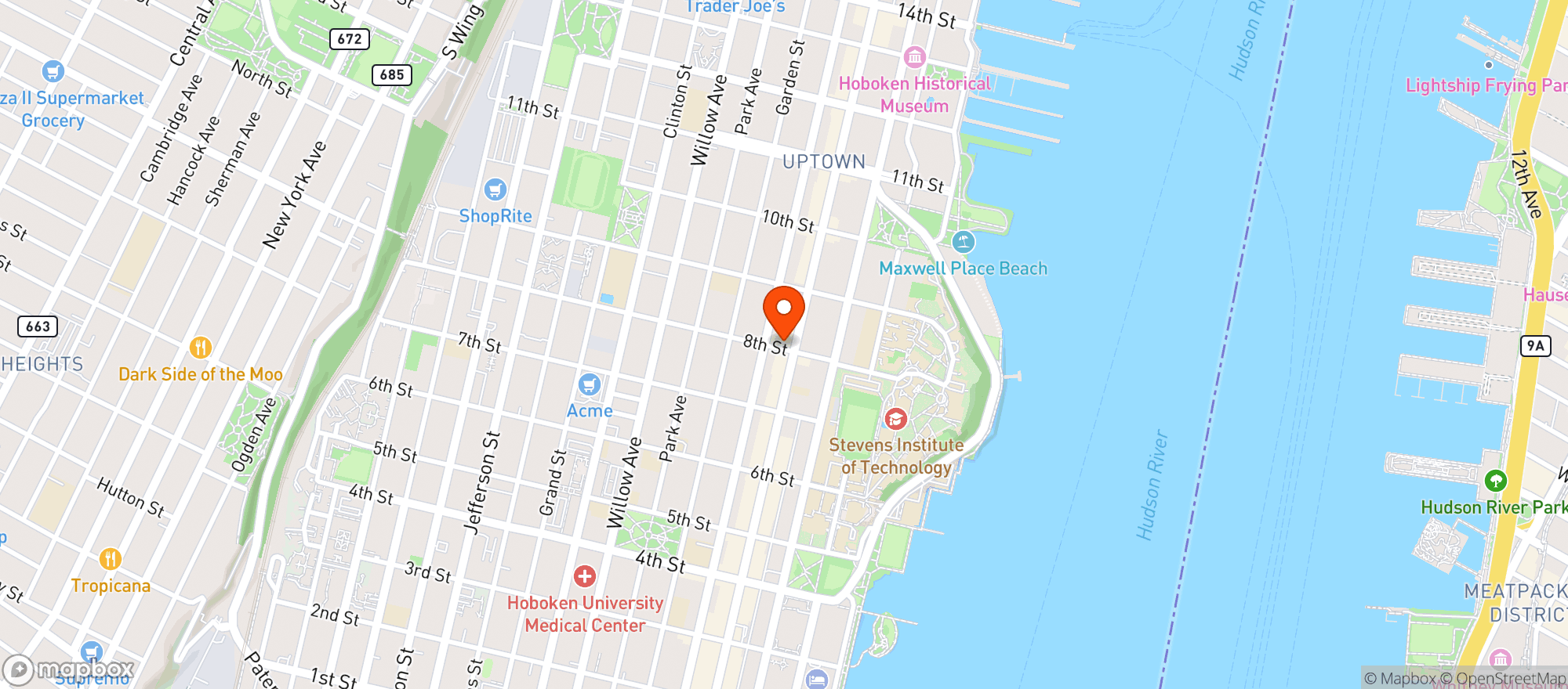 Map showing 8th Street Tavern