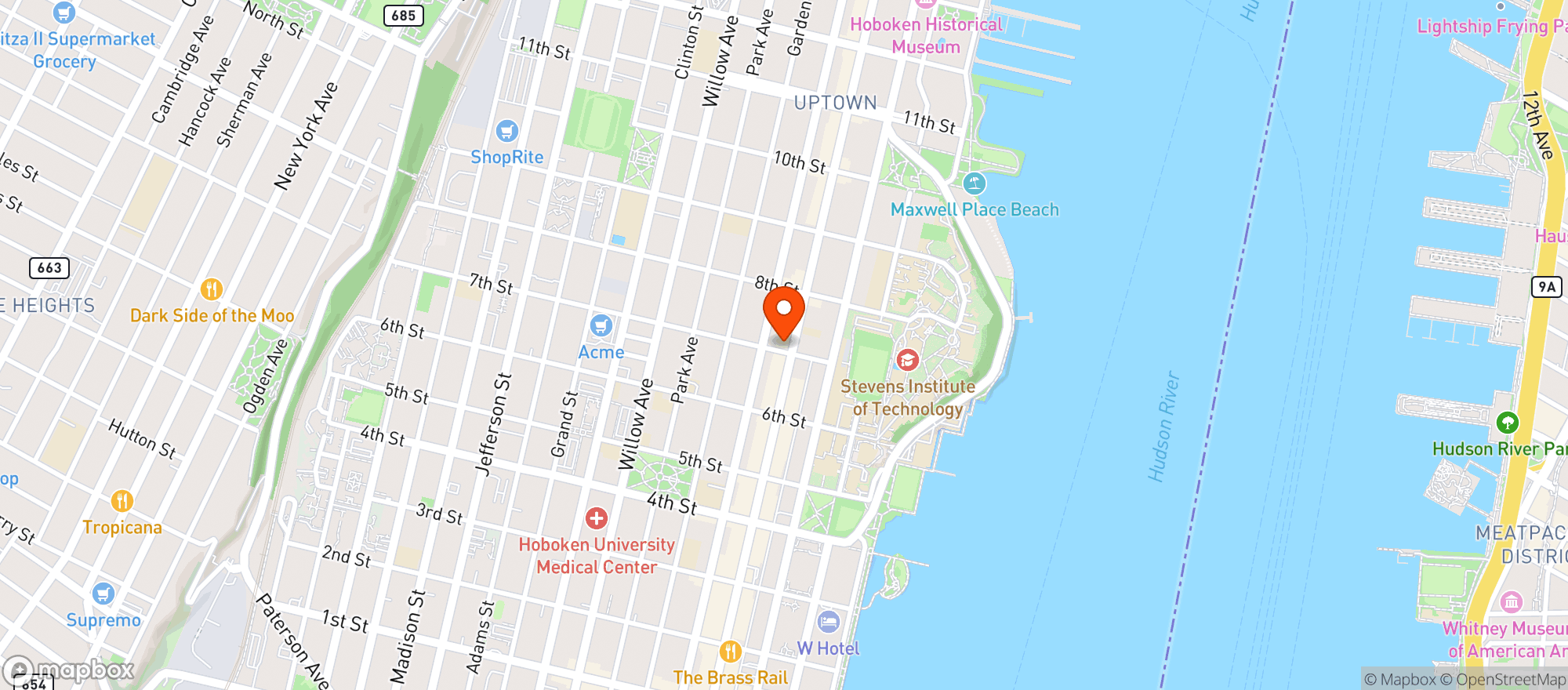 Map showing Sunset Wines & Spirit