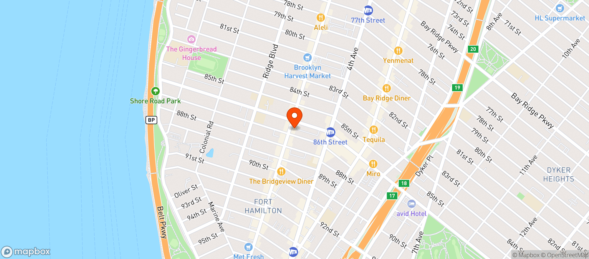 Map showing A.L.C. Italian Grocery