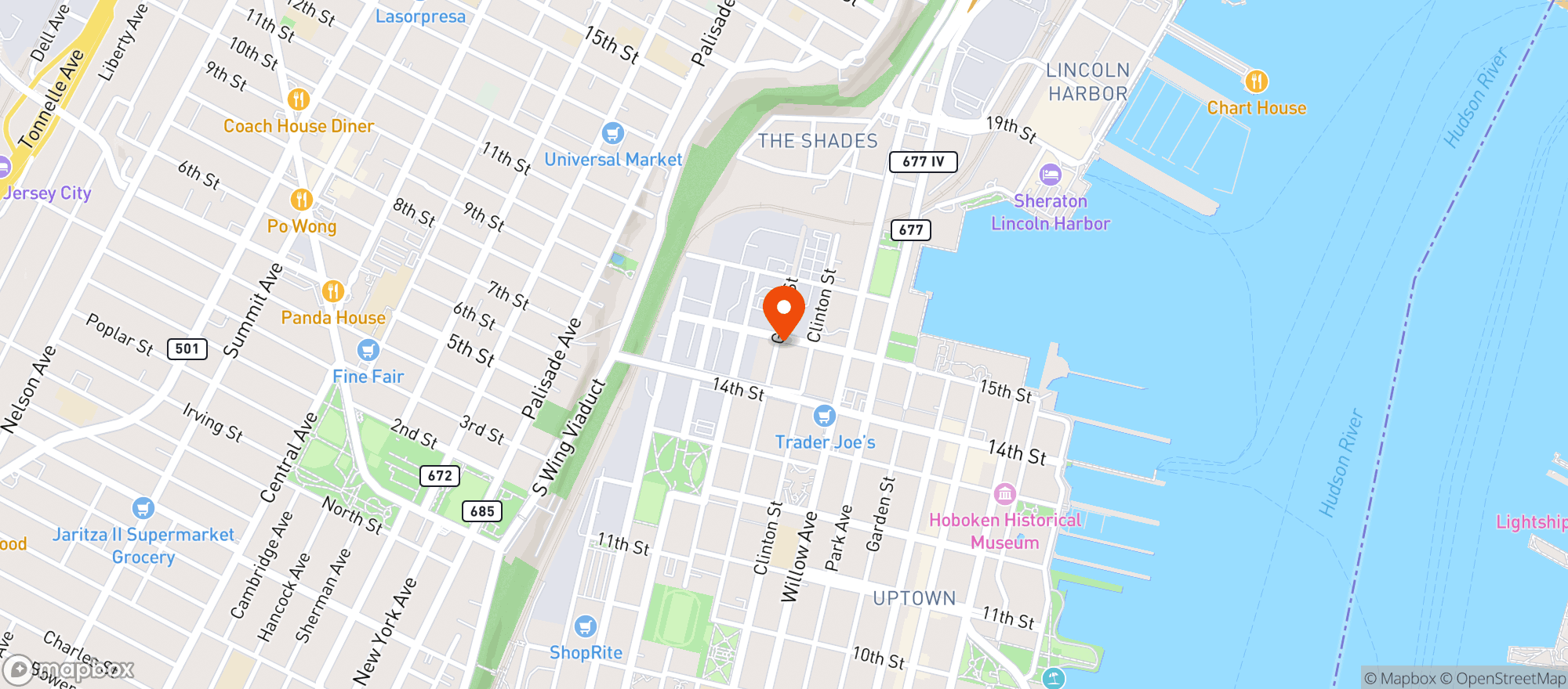 Map showing Hudsonica Weed Dispensary & Delivery