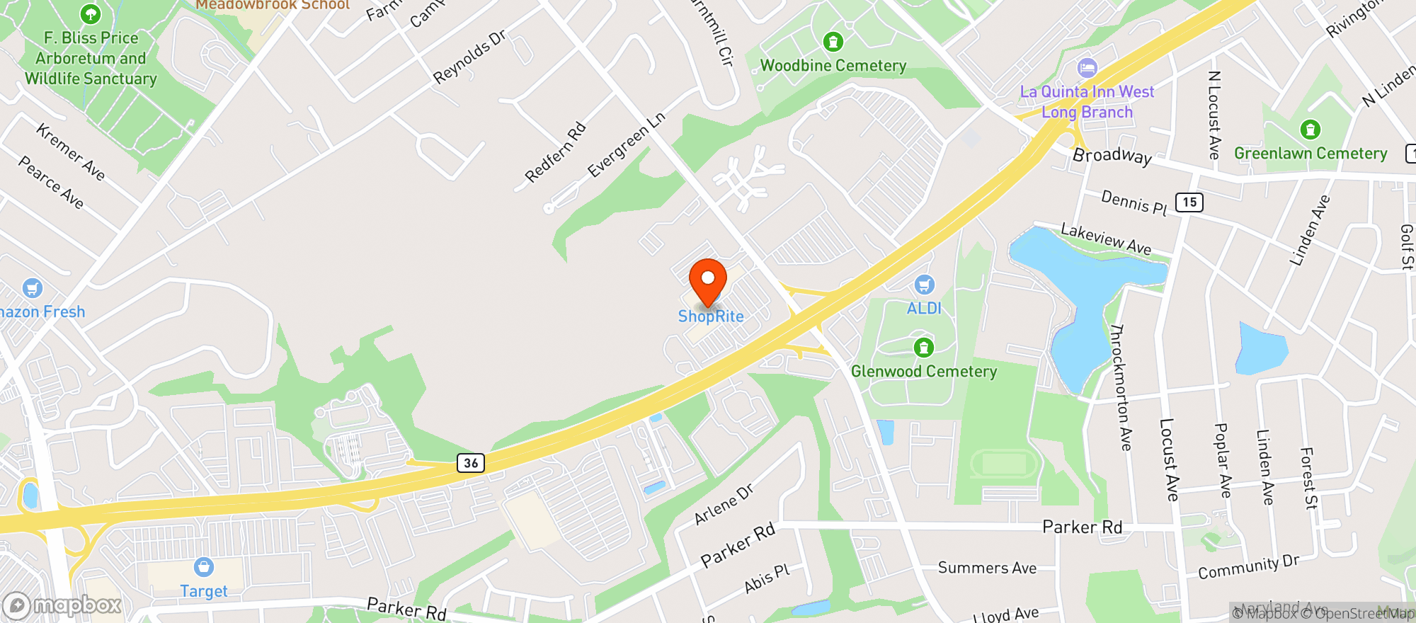 Map showing Buy Rite West Long Branch (Paddock)