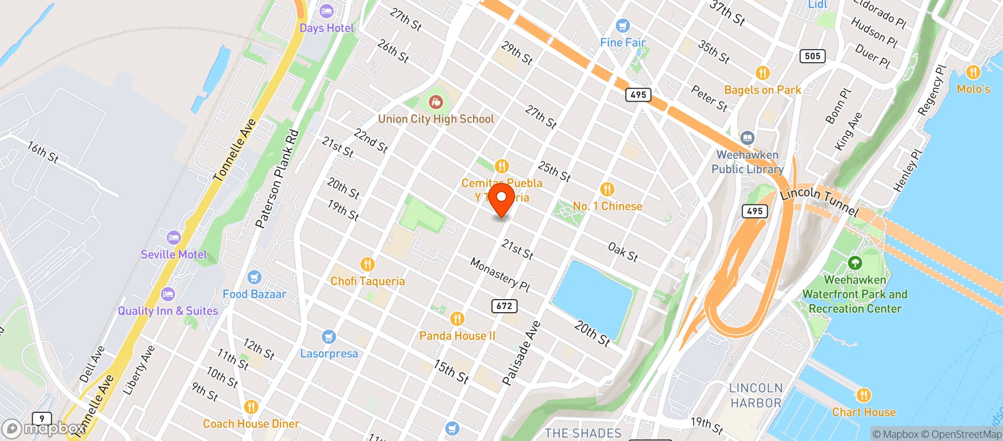 Map showing Universal Liquors