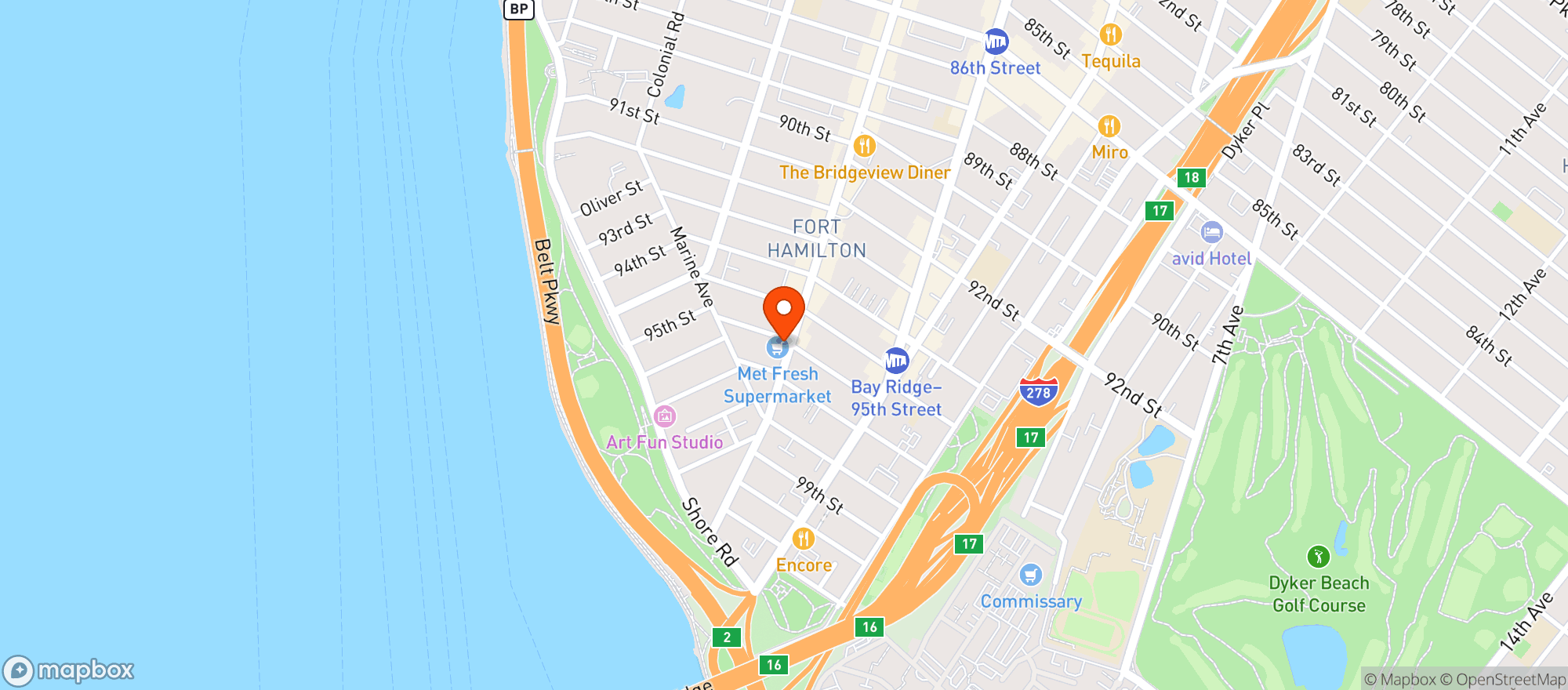Map showing Met Fresh of Bay Ridge