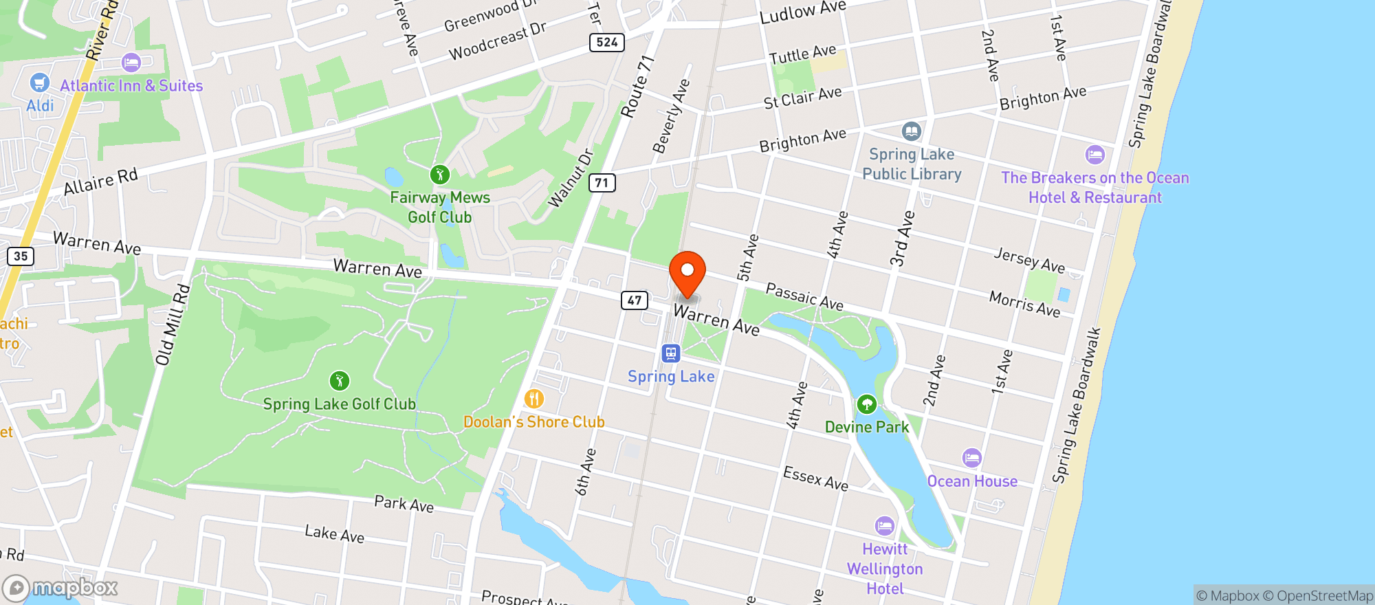 Map showing Egans Spring Lake Liquor