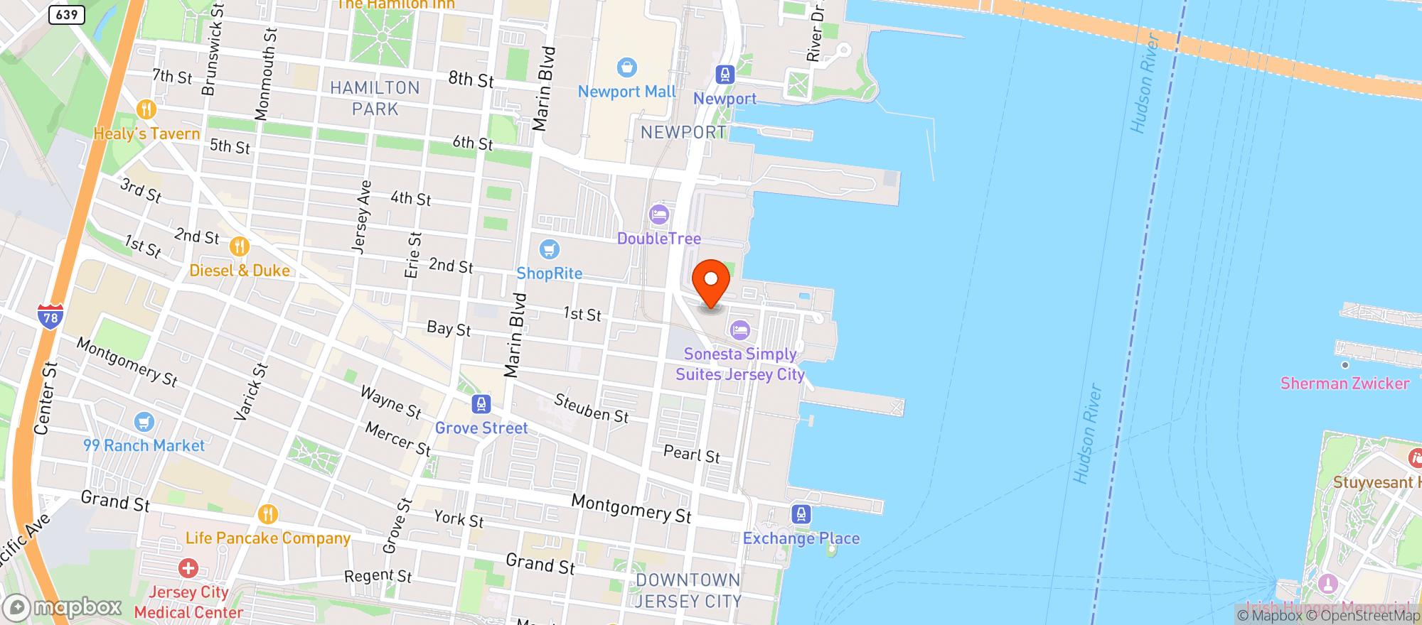 Map showing Hudson Vine