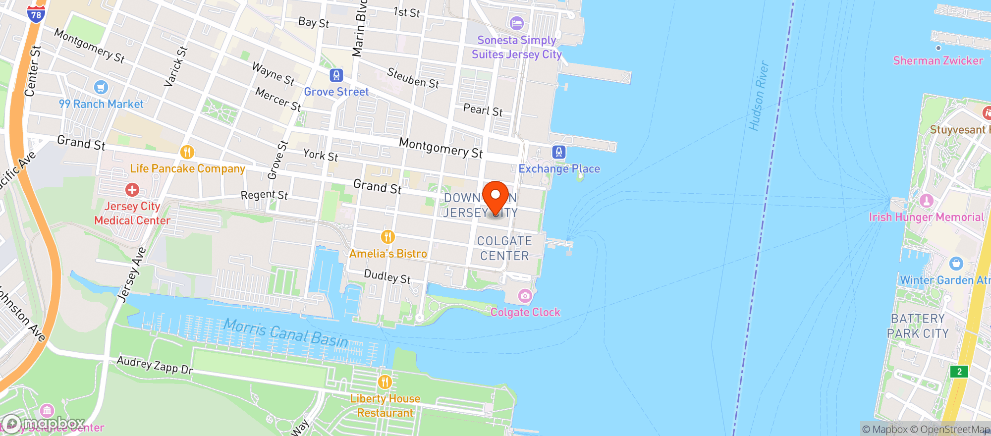 Map showing Hudson Greene Market