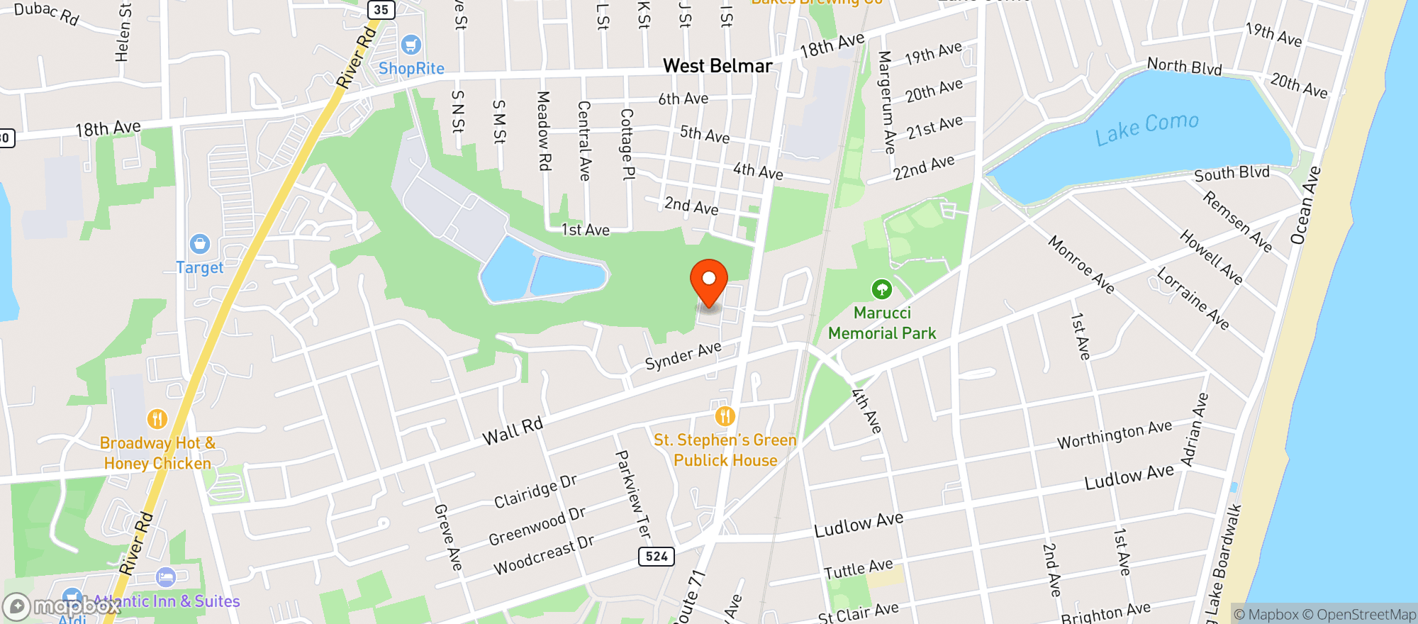 Map showing SOULBERRY NATURAL MARKET (SPRING LAKE)