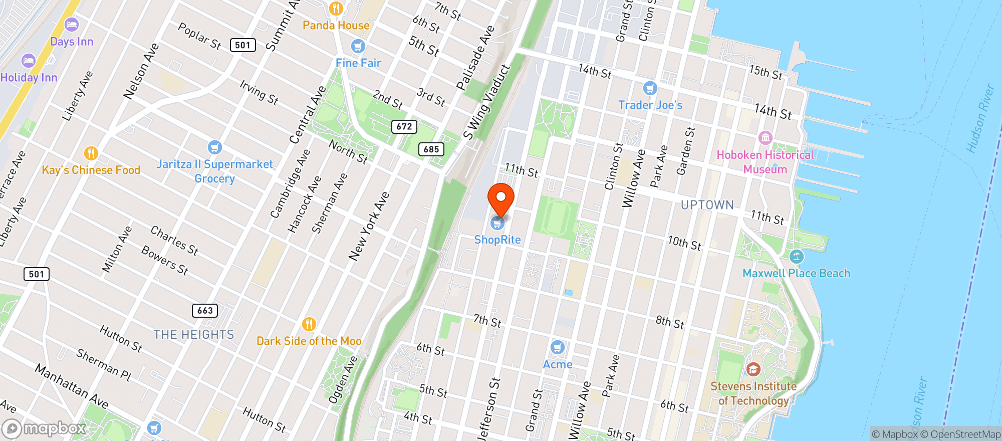 Map showing Shoprite Wines & Spirits Of Hoboken