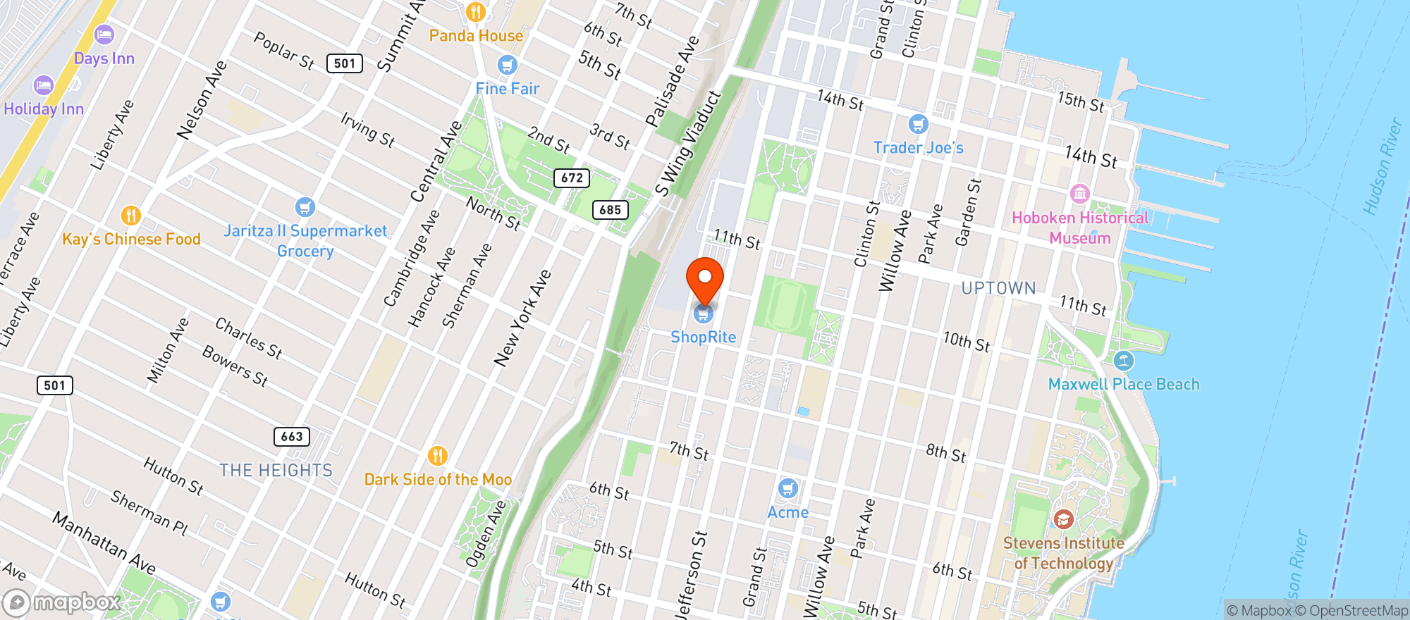 Map showing Shop Rite Hoboken - NJ